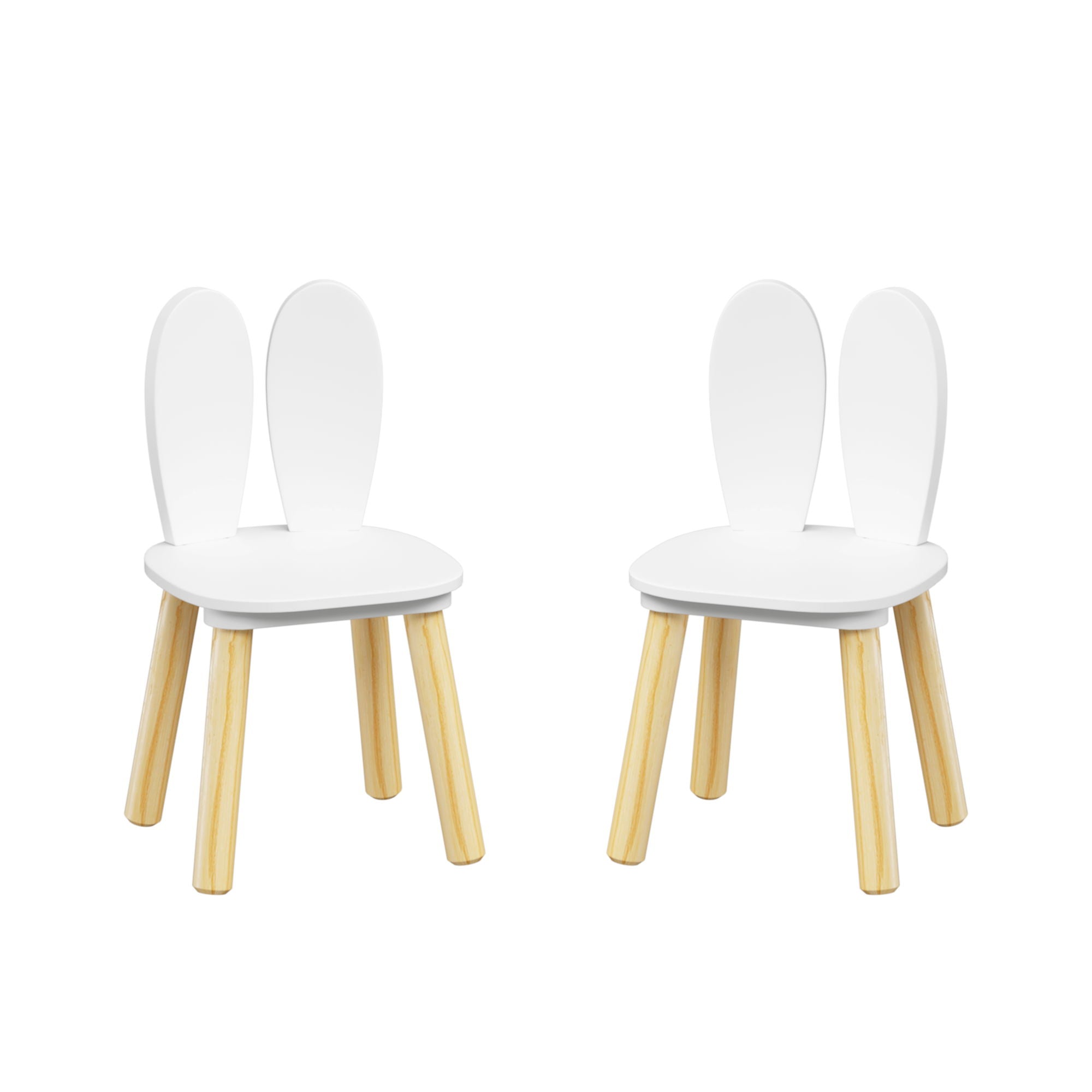 Rabbit Themed Table And 2 Chairs Set - White