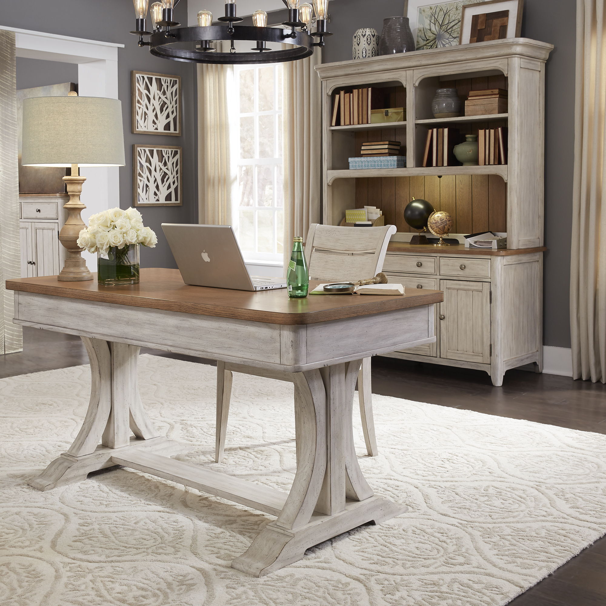 Liberty Furniture Farmhouse Reimagined - 3 Piece Home Office Set (Desk & Hutch) - White | Meri Furniture