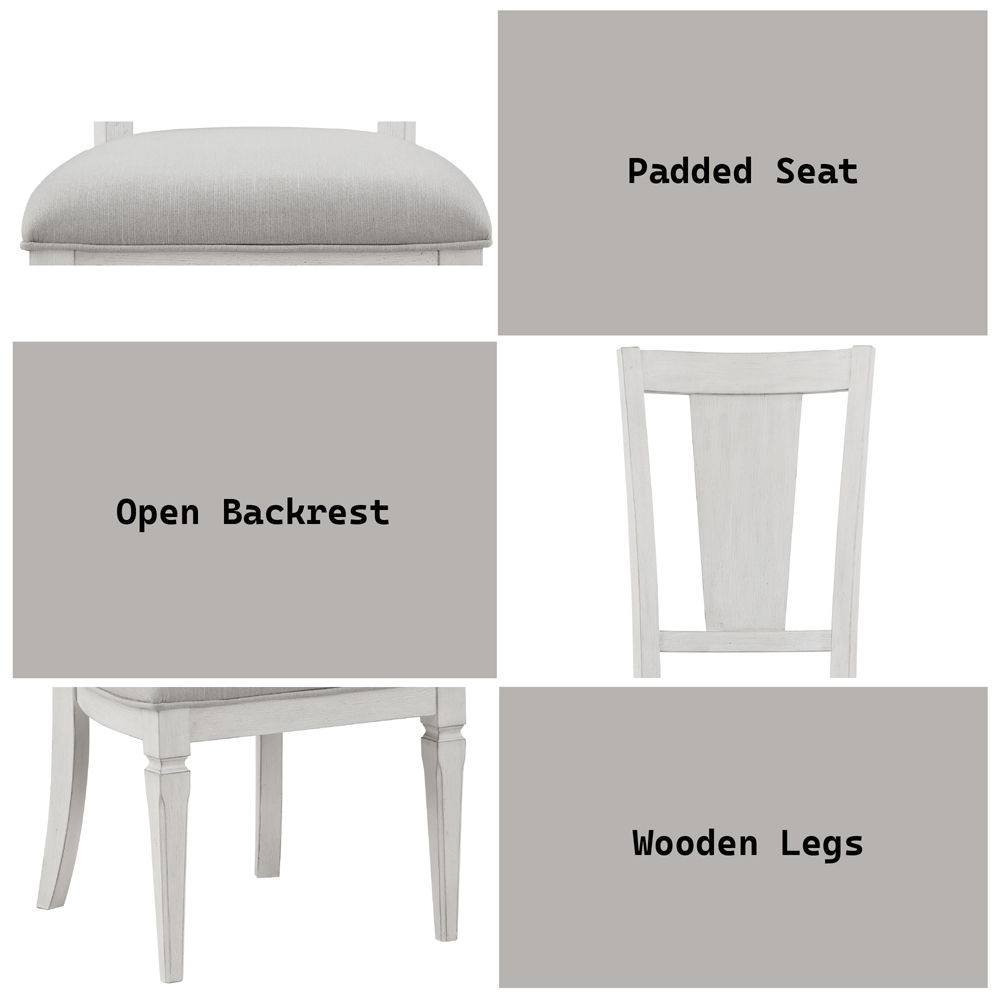 Katia - Side Chair Set of 2) - Light Gray Linen & Weathered White