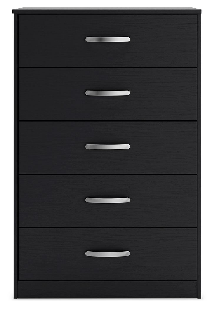 Signature Design by Ashley® Finch - Black - Five Drawer Chest - 46" Height | Meri Furniture