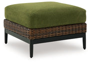 Signature Design by Ashley® Horizon Hall - Brown / Green - Ottoman With Cushion | Meri Furniture