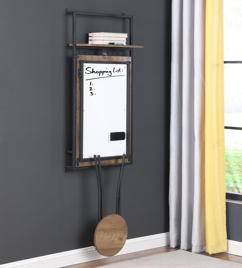 Coaster Fine Furniture Riley - Foldable Whiteboard Wall Desk With Stool - Rustic Oak | Meri Furniture