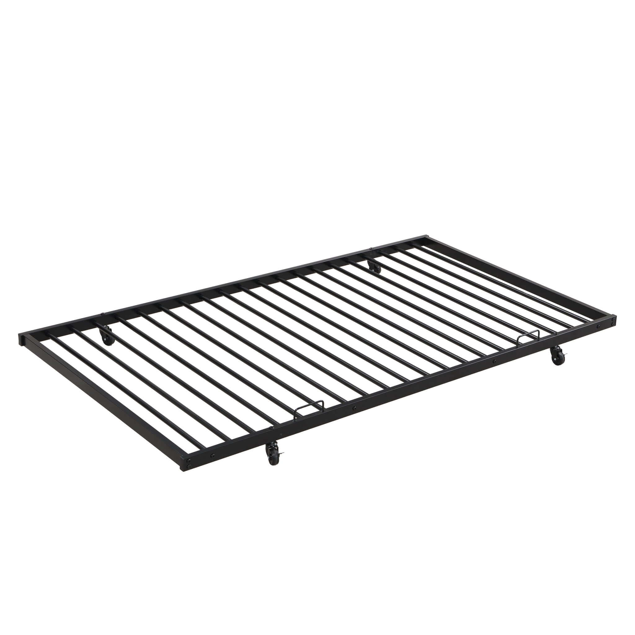 Twin Over Full Modern Metal Bunk Bed With Trundle - Black