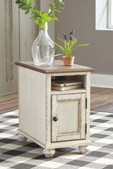 Ashley Furniture Realyn - White / Brown - Chair Side End Table - Ac / Usb | Meri Furniture