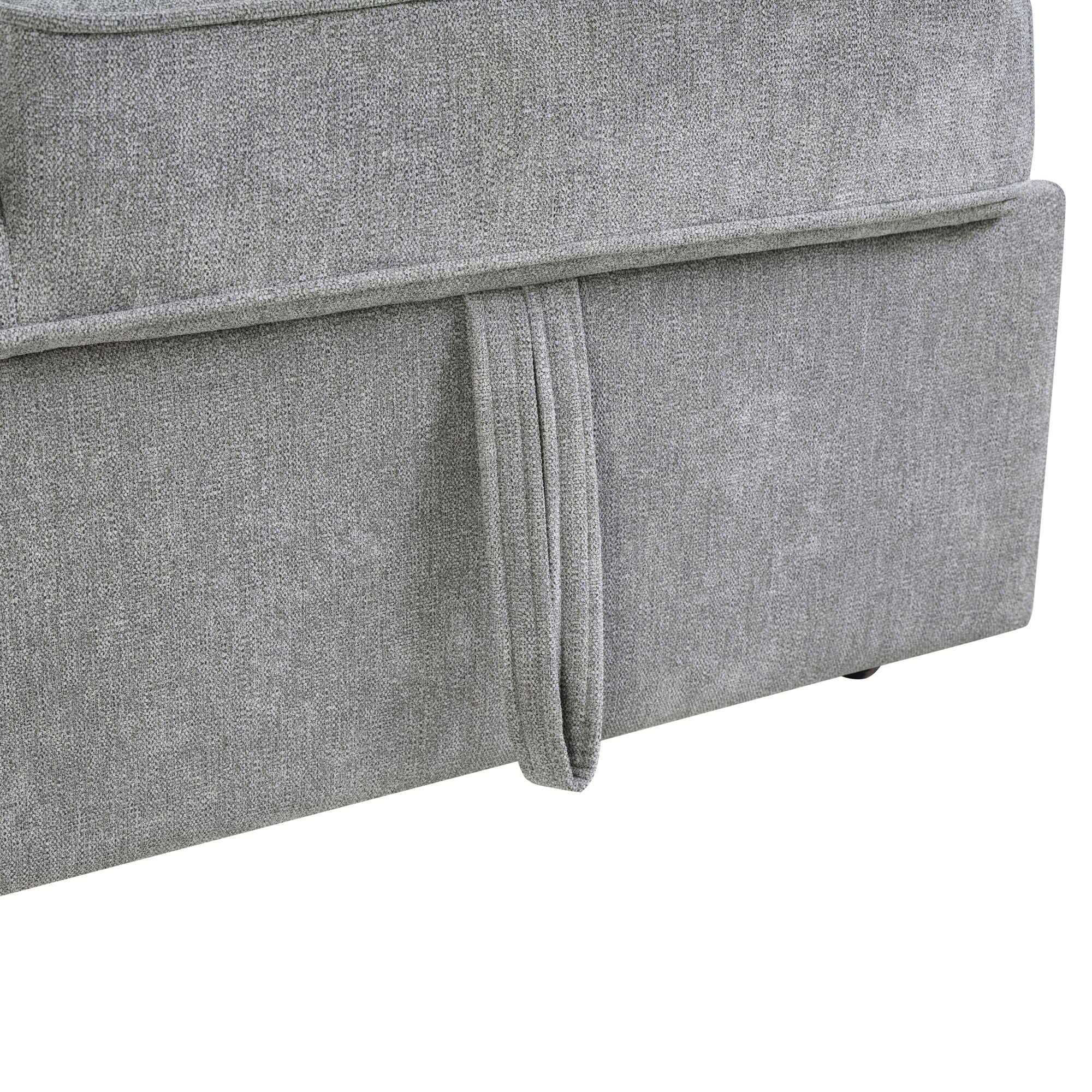 Convertible Sectional L-Shaped Sofa With Dual Pull-Out Sleepers, Flip-Top Table, USB Ports, Cup Holder & Storage