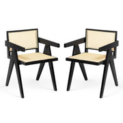 Chandigarh Arm Dining Chair With Natural Cane Design (Set of 2)