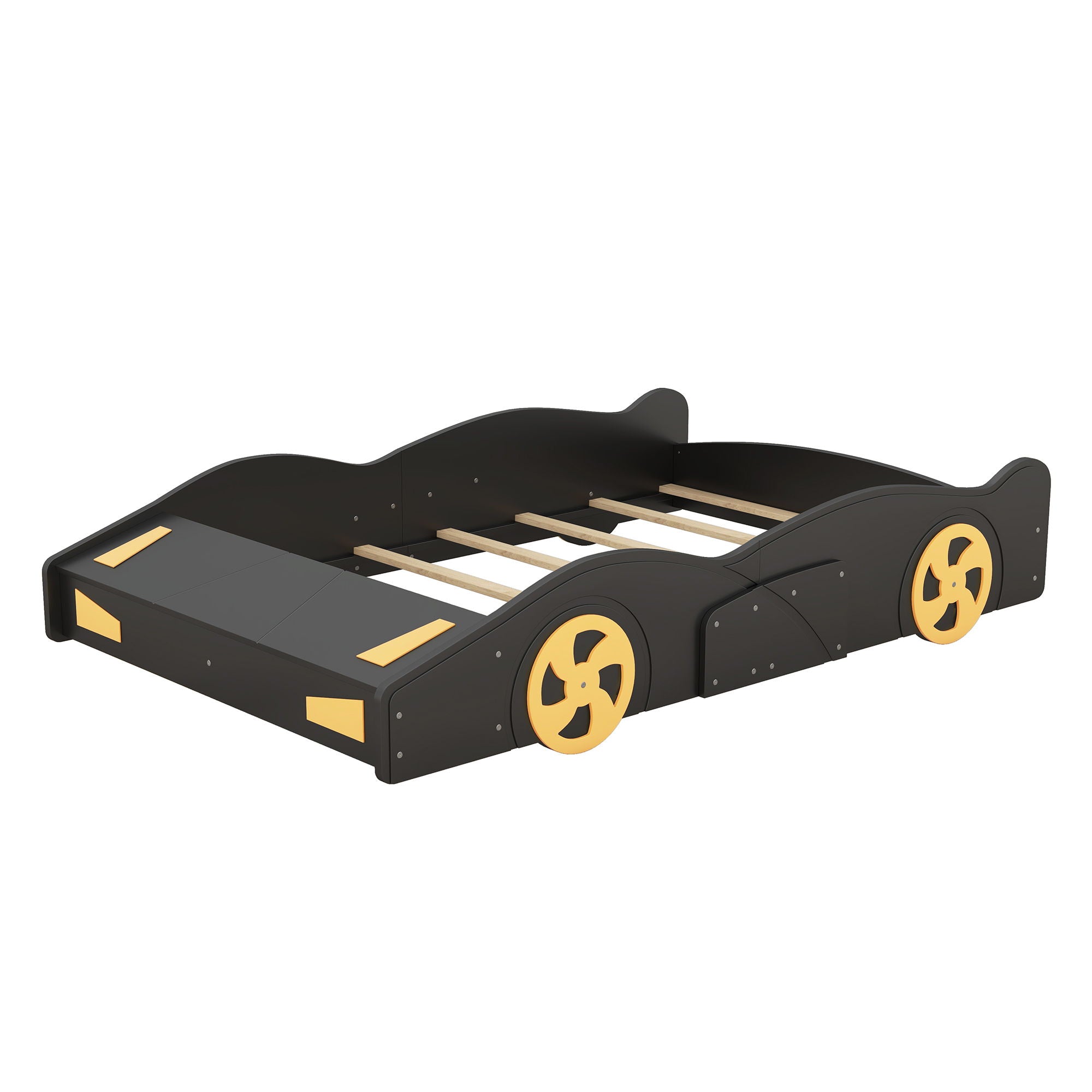 Race Car Shaped Platform Bed With Wheels And Storage