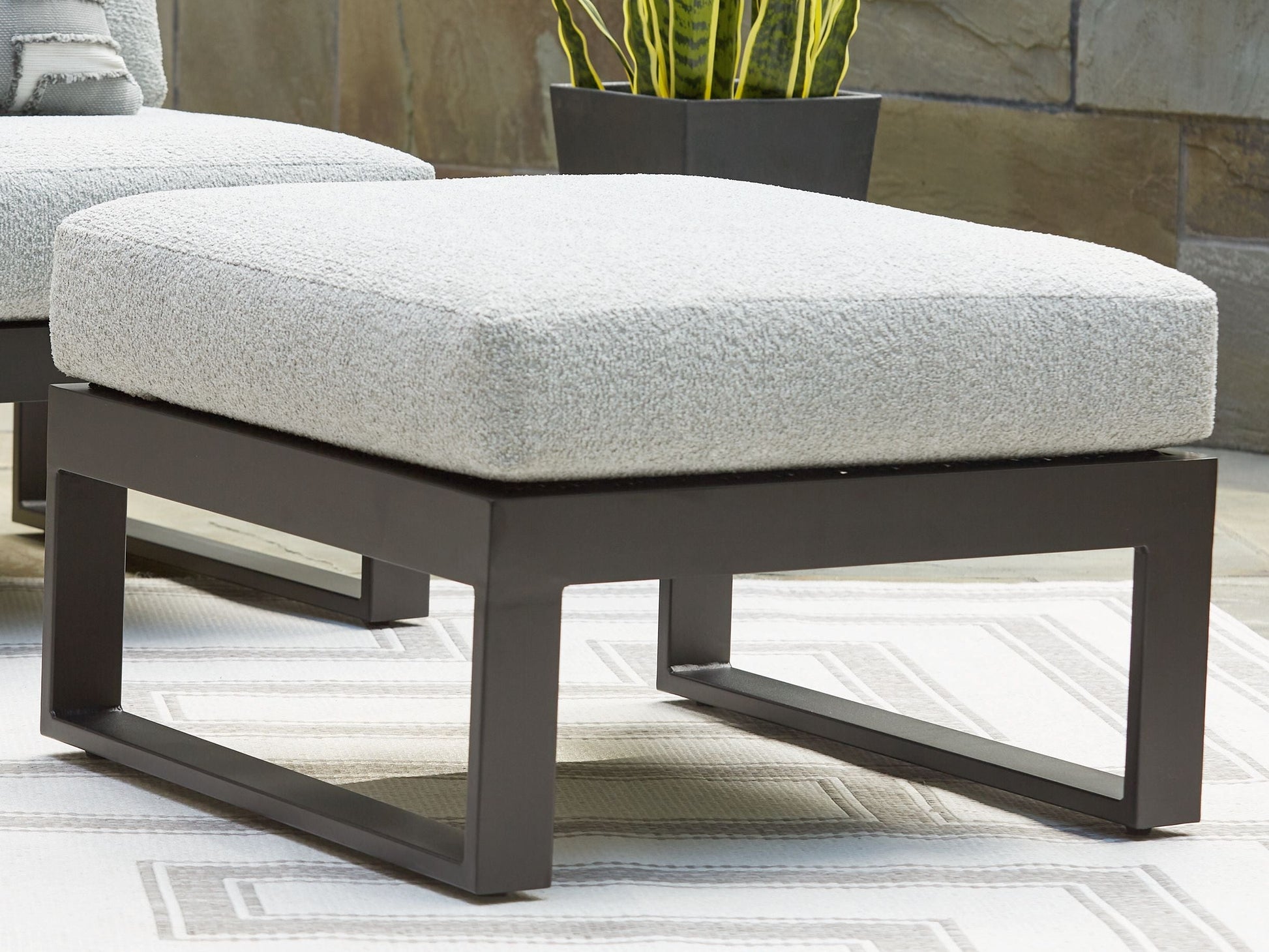 Signature Design by Ashley® Beachloft - Black / Gray - Ottoman With Cushion | Meri Furniture