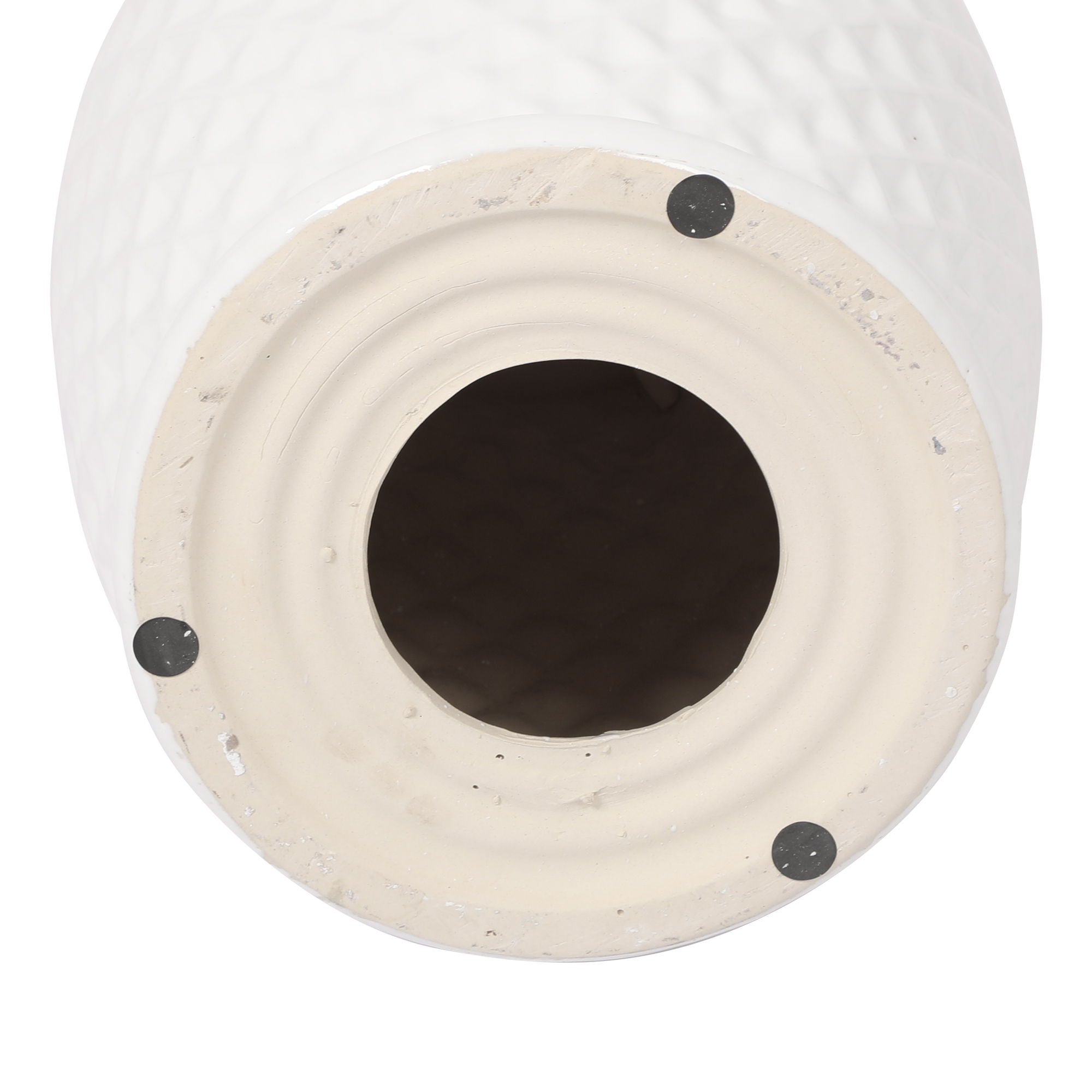 Glazed Ceramic Drum Stool Indoor / Outdoor Side Table Ceramic - White