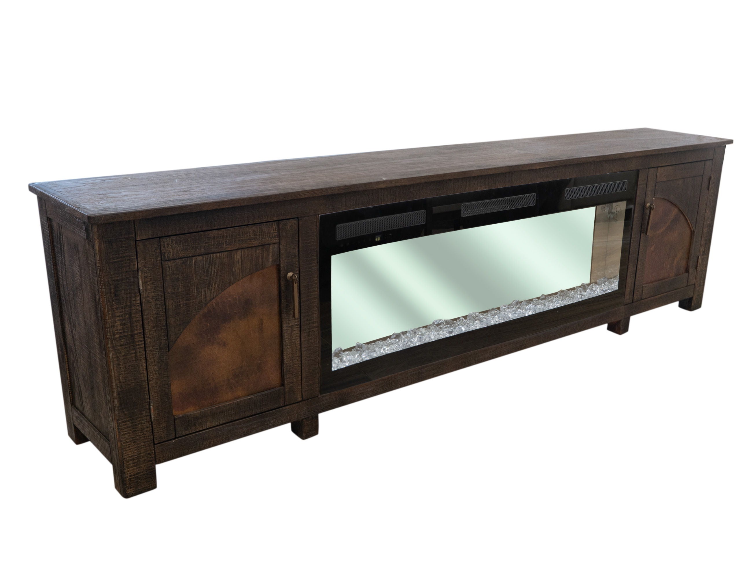 International Furniture Direct Blackburn - 93" Electric Fireplace - Dark Brown | Meri Furniture