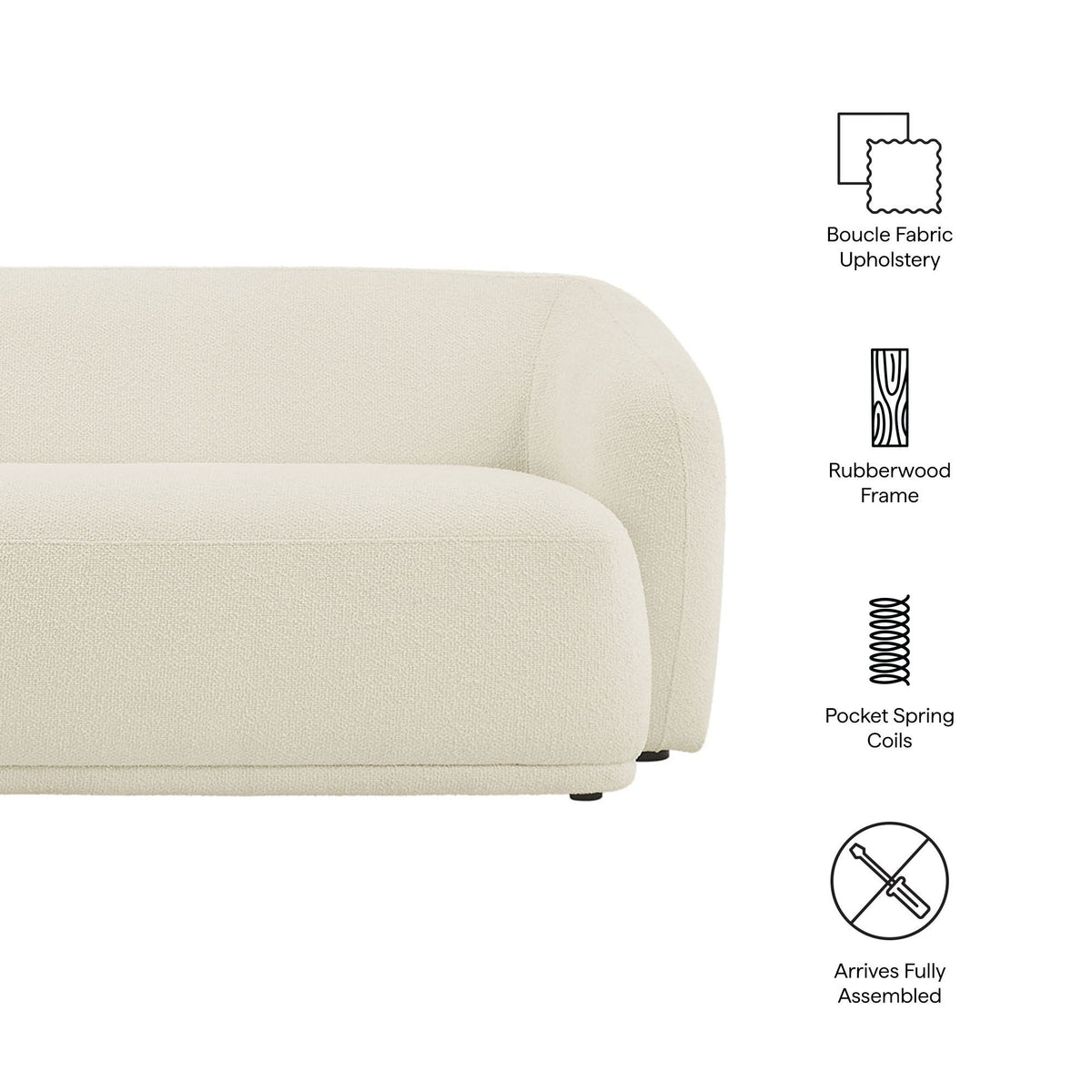 Monica 88 Inch Boucle Fabric Sofa by Modway