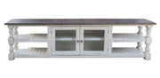 International Furniture Direct Stone - 93" TV Stand - Antiqued Ivory / Weathered Gray | Meri Furniture