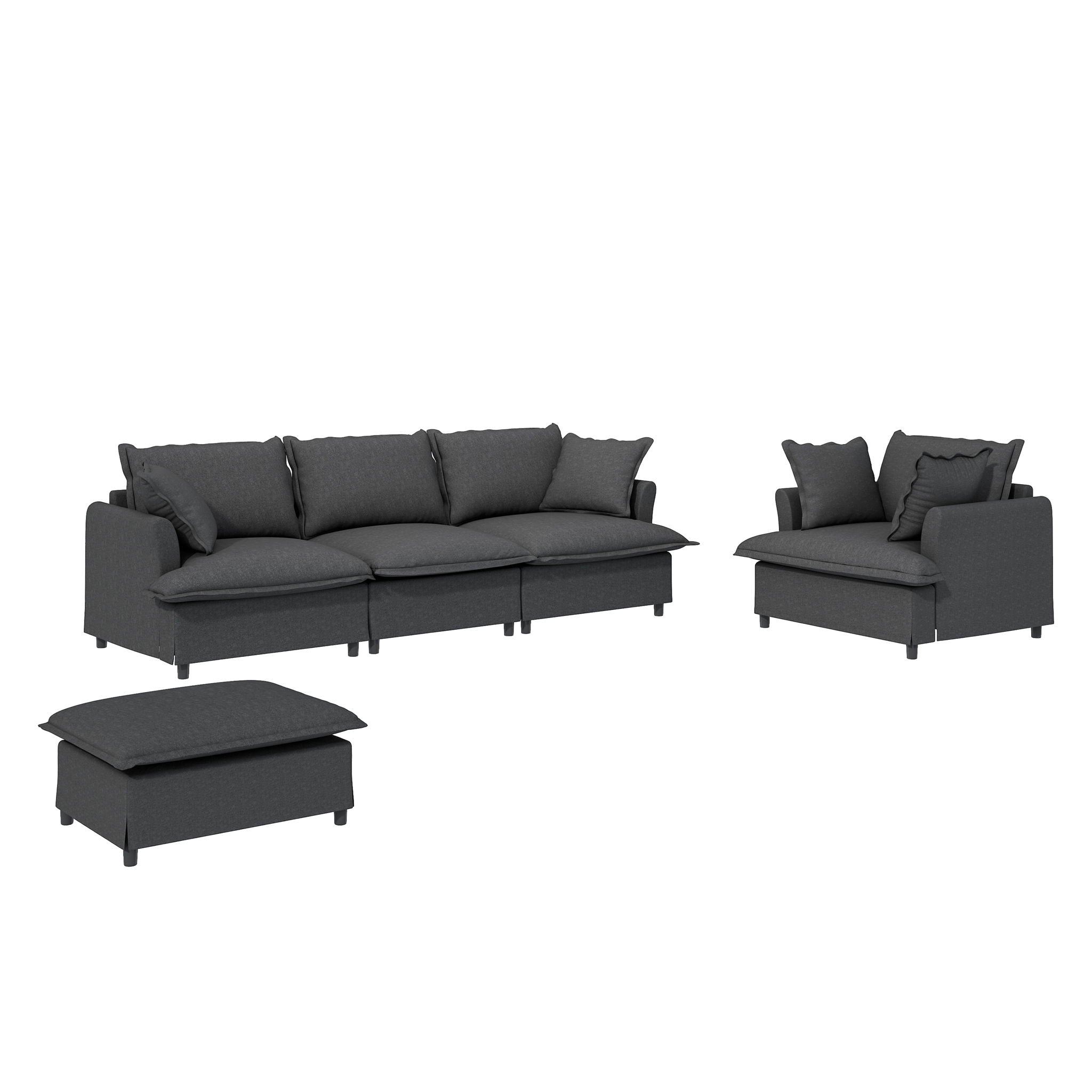 Oversized Single Seat Sofa Module For Modular Sectional Wide Seat, Armchair With Pillows Modern Upholstered Comfy Single Couch Lounge