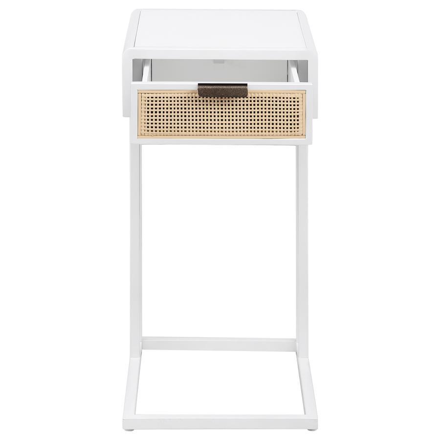 Amherst - 1-Drawer Radio Weave Cane Metal Side Table