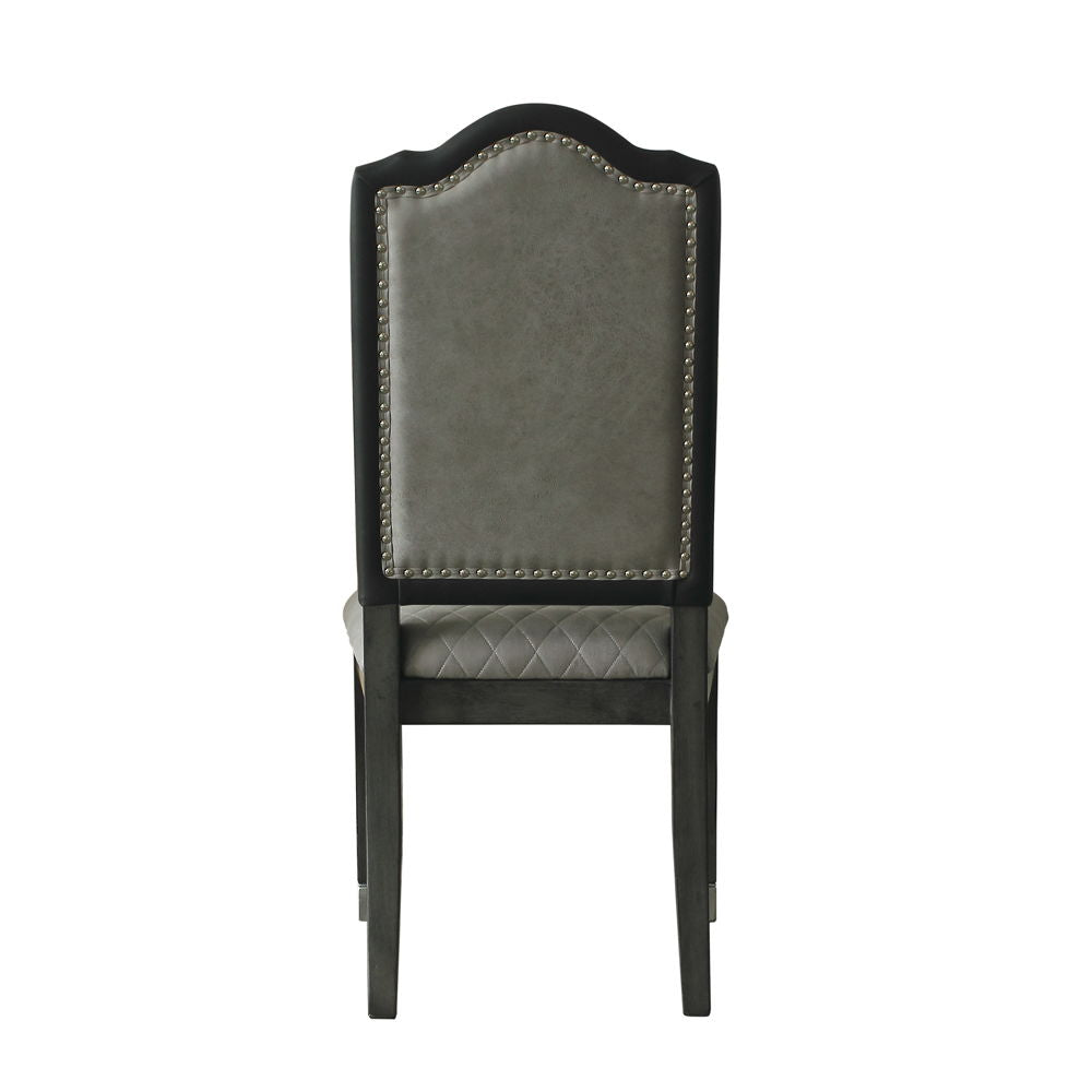 House Beatrice - Side Chair Set of 2) - Two Tone Gray Fabric & Charcoal