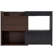 Modern Extendable & Rotating Cabinet With Drawer And Flip Doors For Versatile Storage - Black / Dark Walnut