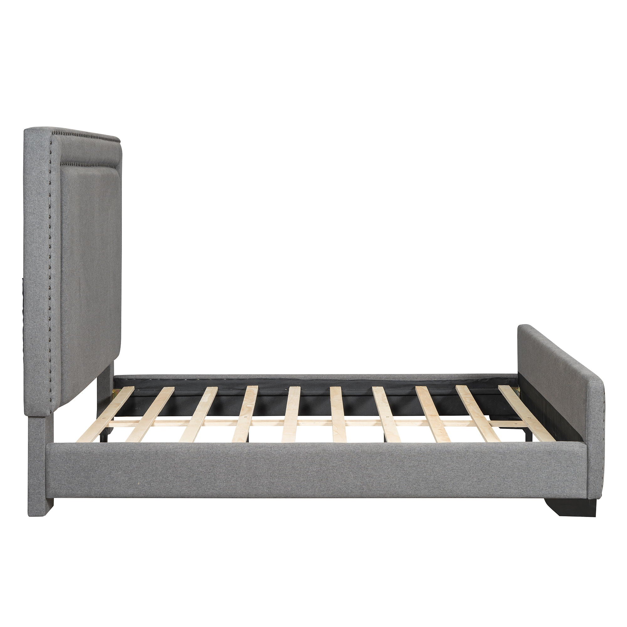 Upholstered Bed With Slats Support, No Box Spring Needed