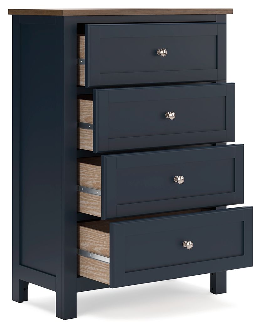 Signature Design by Ashley® Landocken - Brown / Blue - Four Drawer Chest | Meri Furniture