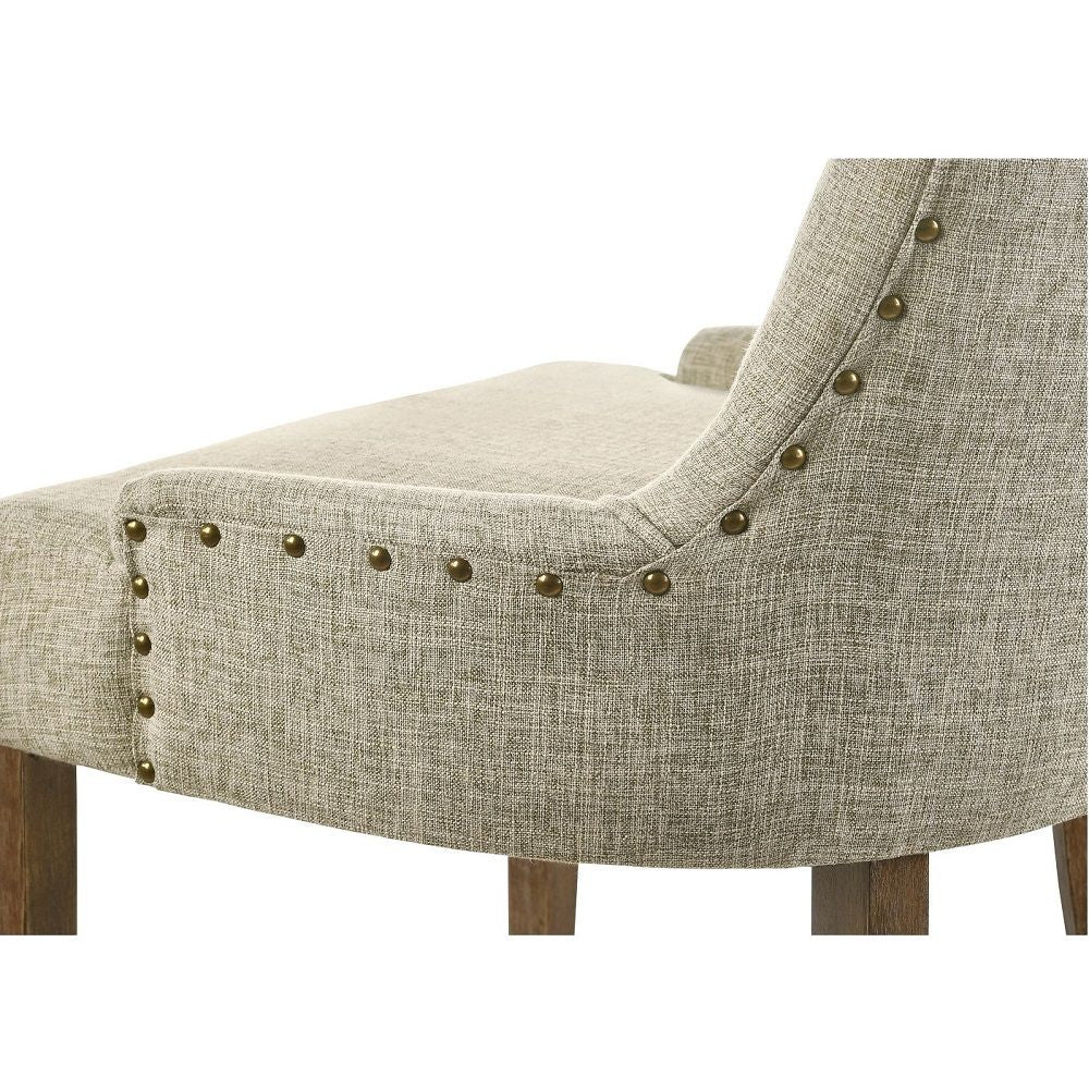 Yotam - Side Chair Set of 2) - Beige Fabric & Salvaged Oak