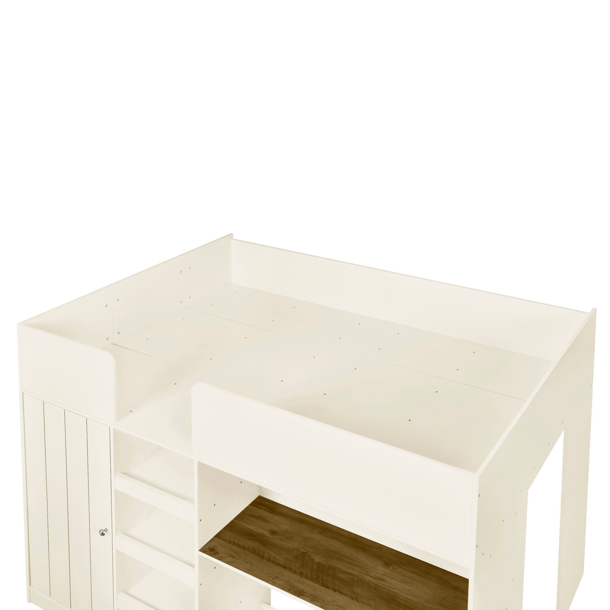 Loft Bed With Built In Wardrobe, Desk, Shelves, And Drawers