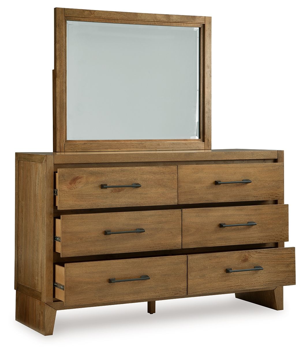 Signature Design by Ashley® Sherbana - Light Brown - Dresser And Mirror | Meri Furniture