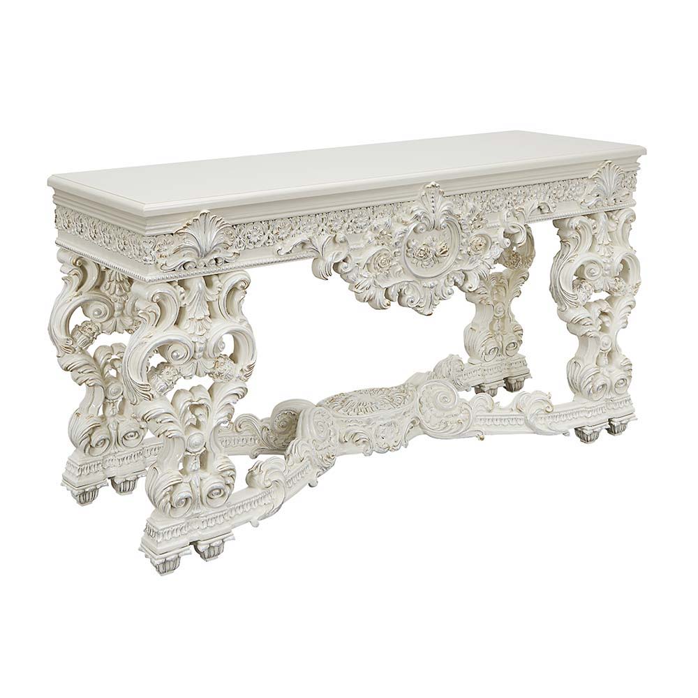 ACME Adara - Sofa Table - Antique White Finish | Meri Furniture