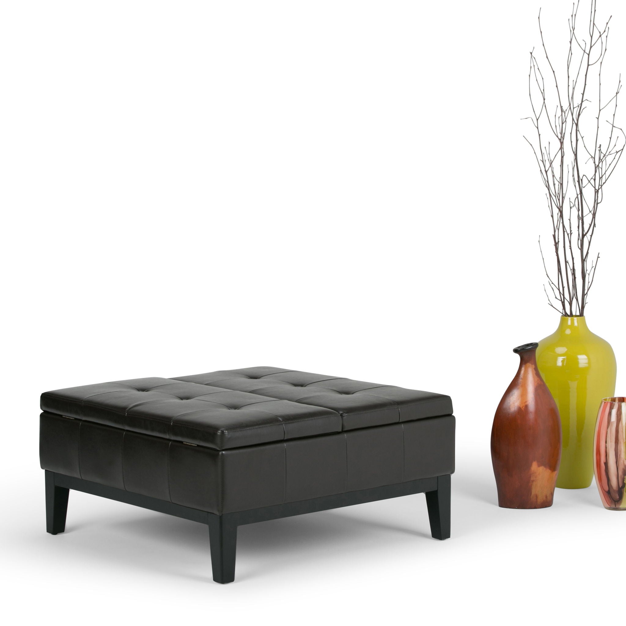 Dover - Square Coffee Table Storage Ottoman - Tanners Brown