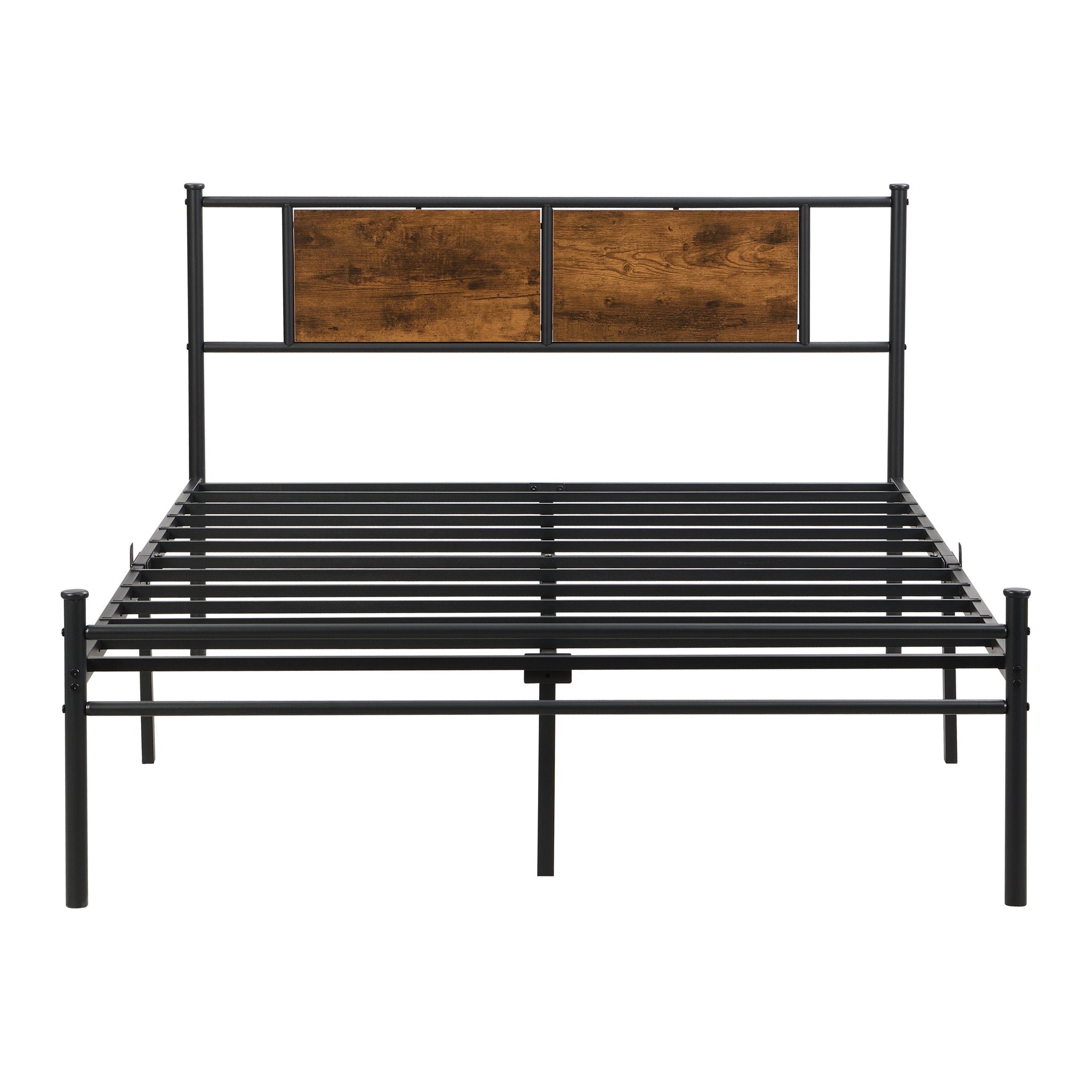 ModerMetal Bedframe With Wood Panel Headboard
