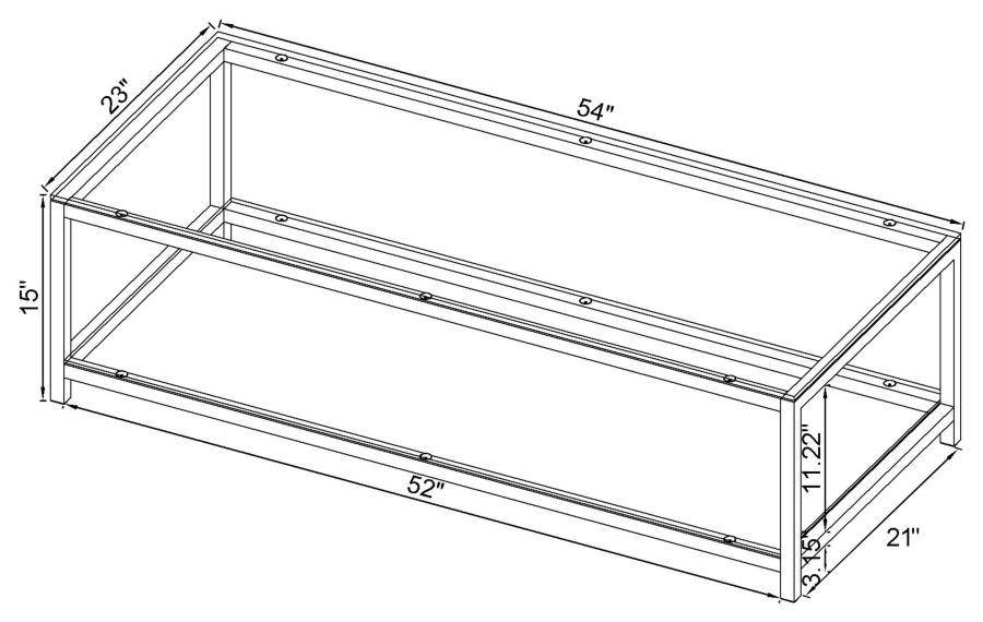 Coaster Fine Furniture Trini - 1-Shelf Glass Top Coffee Table - Black Nickel | Meri Furniture