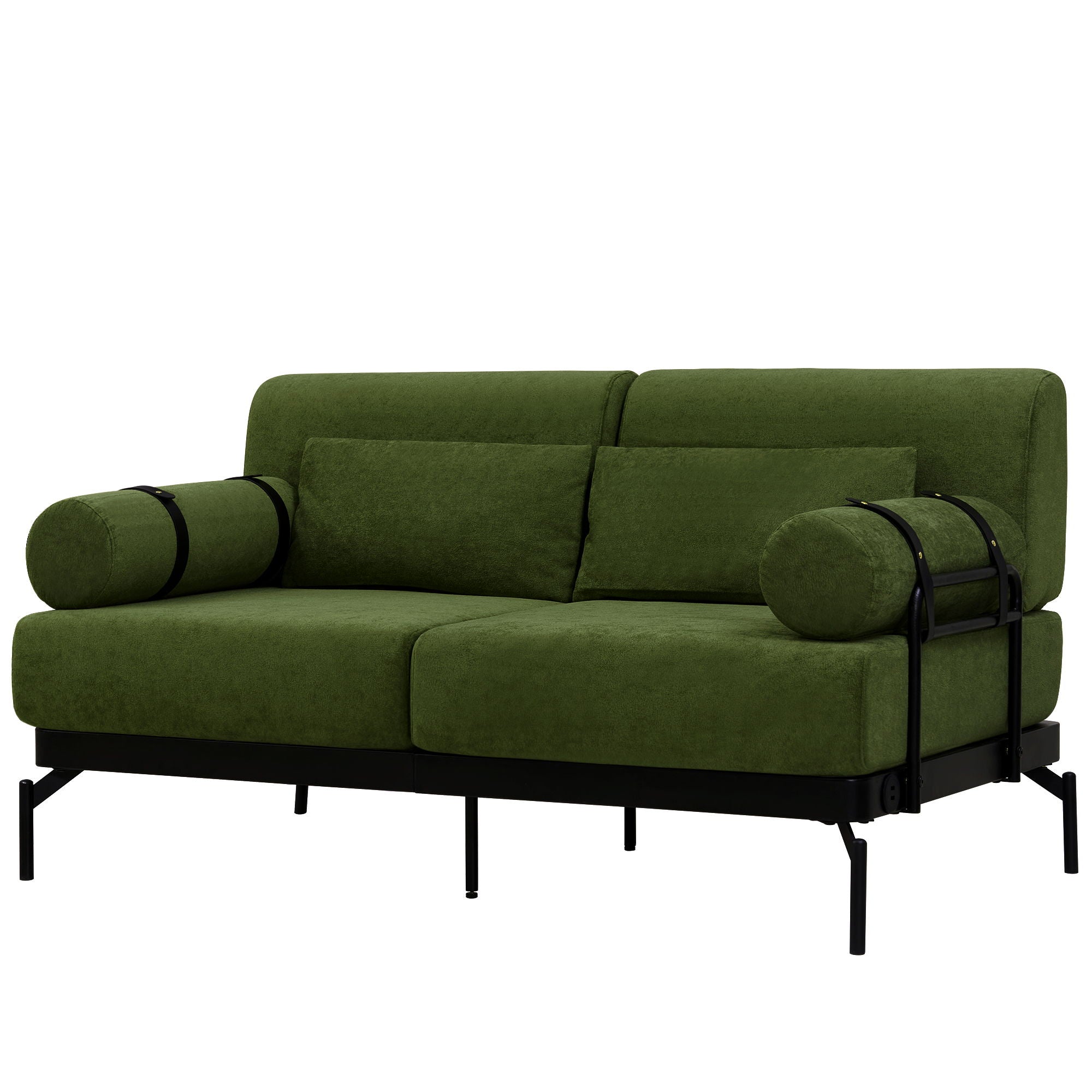 Modern Loveseat Sofa 2 Seater With USB Ports, Cylindrical Armrests