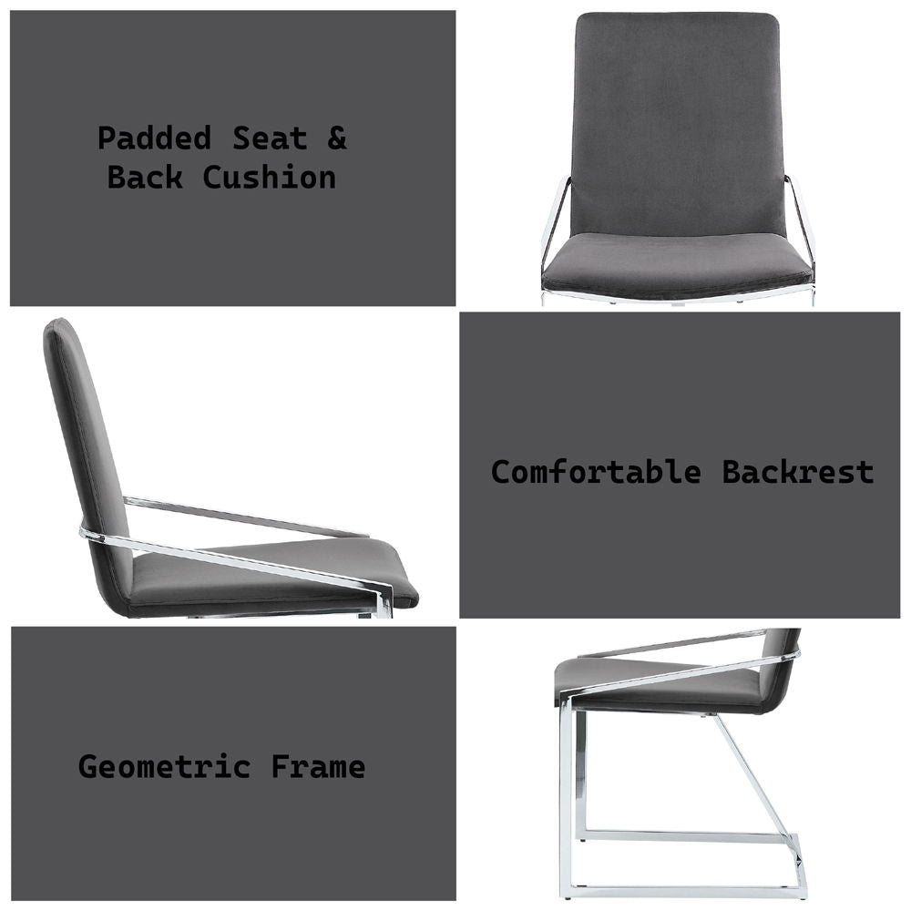Zlatan - Side Chair Set of 2) - Gray Velvet & Chrome