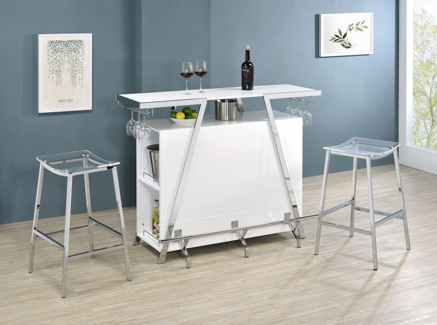 Coaster Fine Furniture Araceli - Freestanding LED Home Bar Cabinet - White High Gloss | Meri Furniture