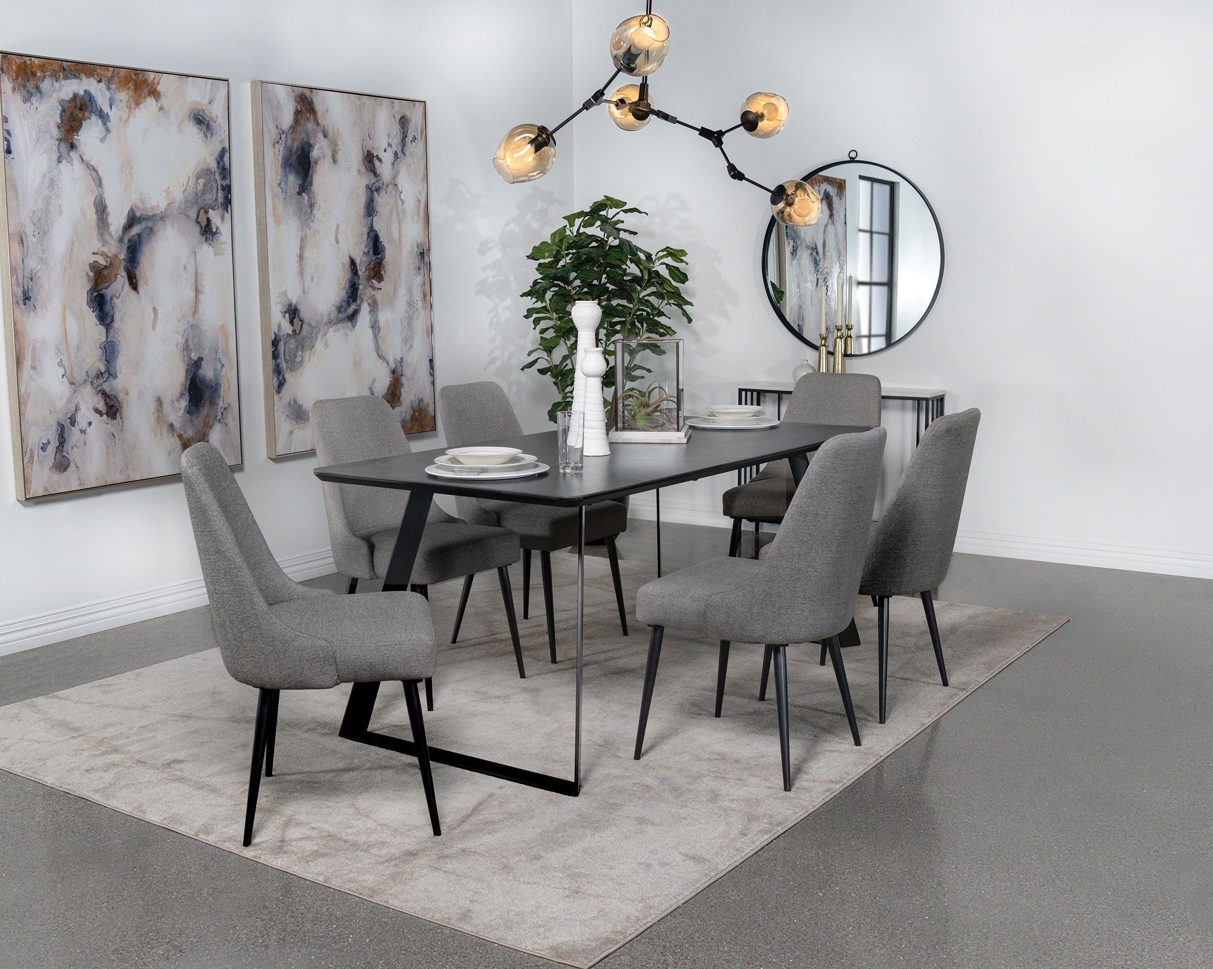 Coaster Fine Furniture Smith - Rectangular Ceramic Top Dining Table Set | Meri Furniture