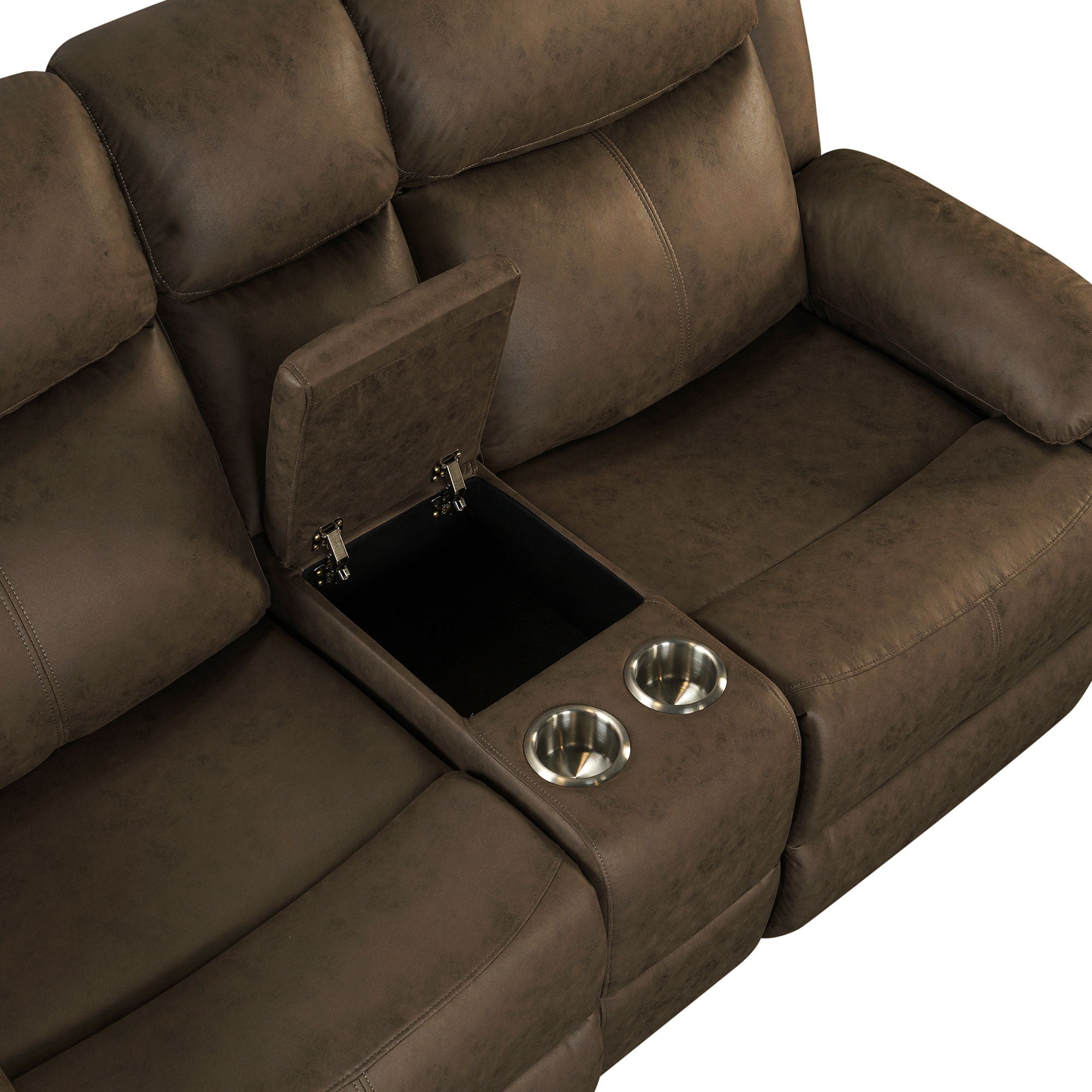 Brenda - Console Reclining Loveseat With Manual Recline Function - Brown