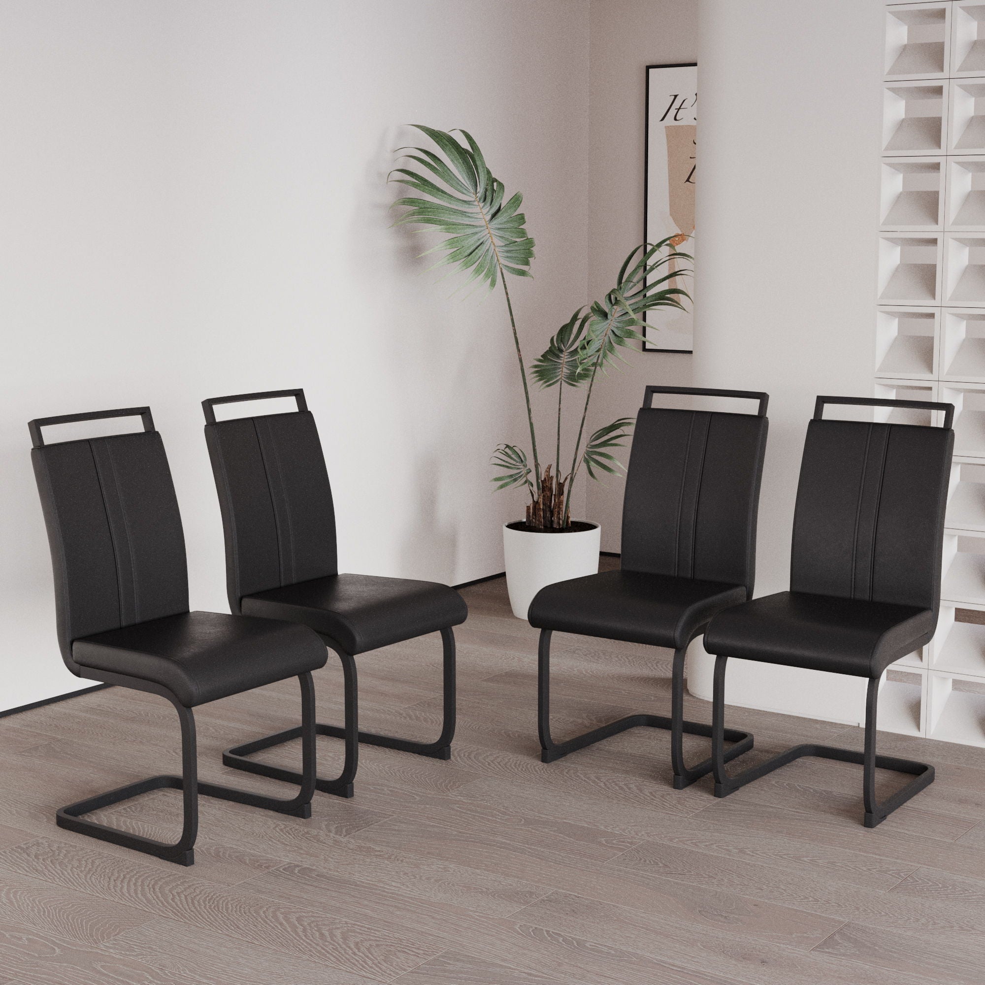 Modern Dining Chairs With High Back Upholstered Design Metal Legs