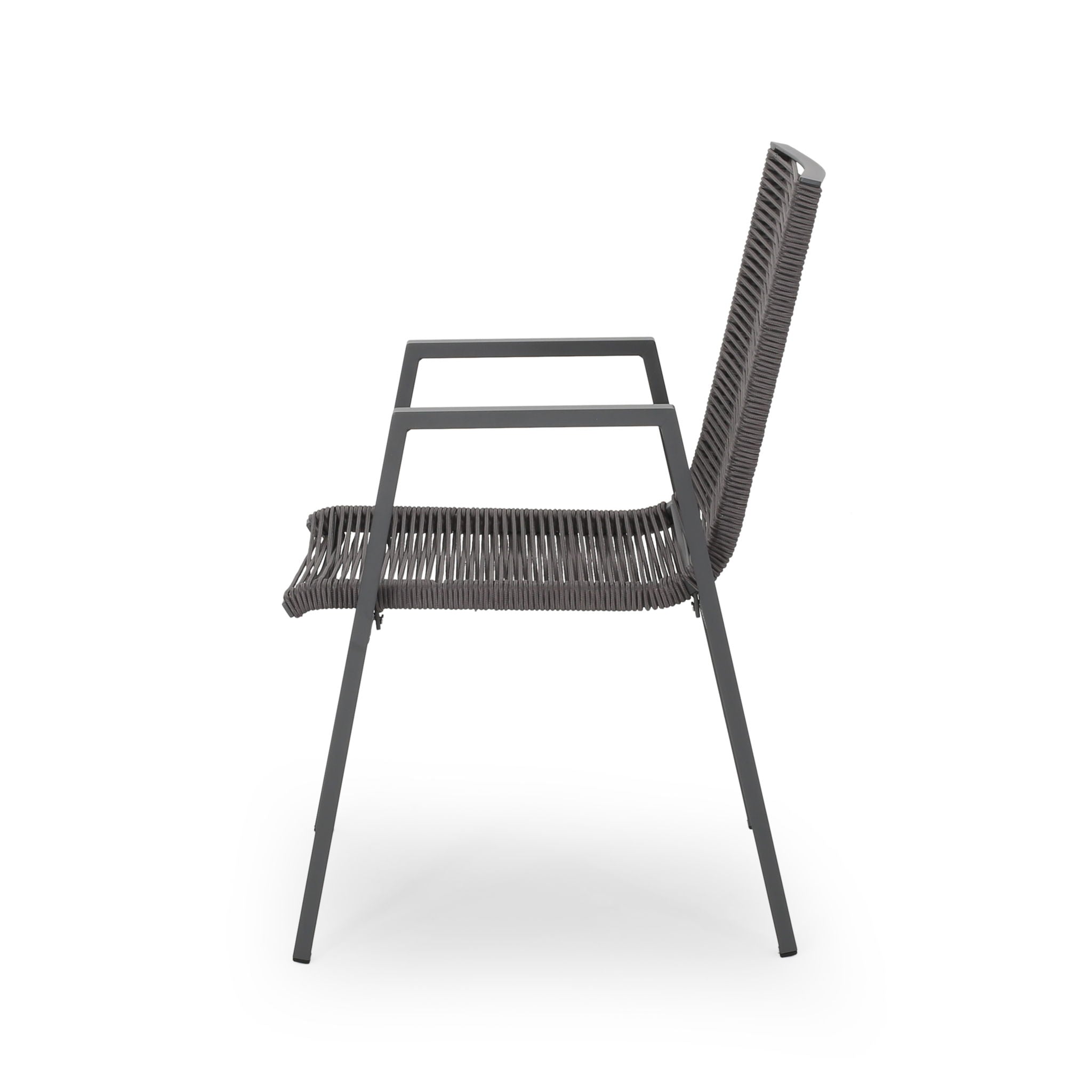 Outdoor Modern Aluminum Dining Chair Set With Rope Sea (Set of 2)