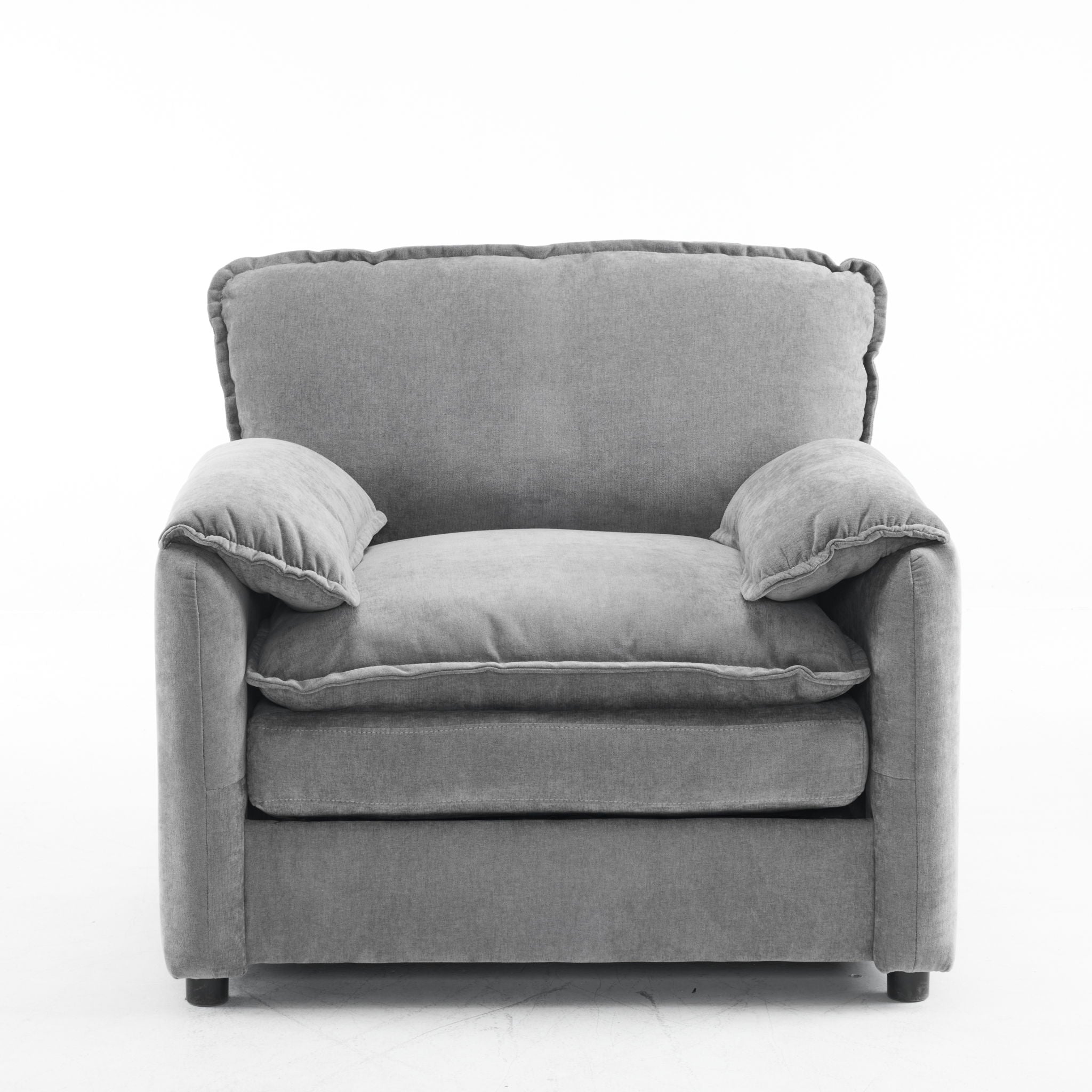 Oversized Reading Armchair With Thick Cushions, High Back Support