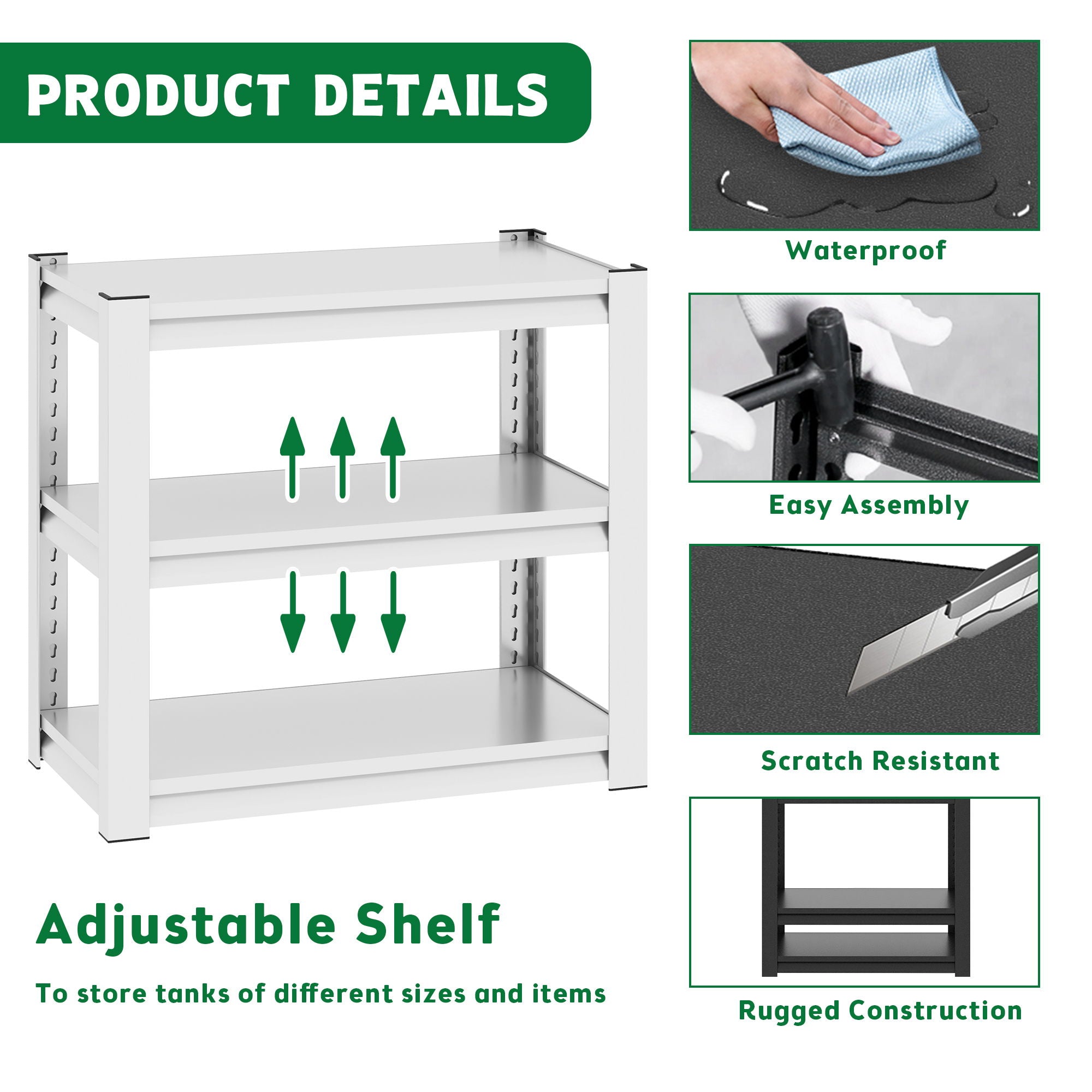 Stylish Metal Aquarium Stand For 20 - 30 Gallon Tanks, 3 Tier Adjustable Shelf