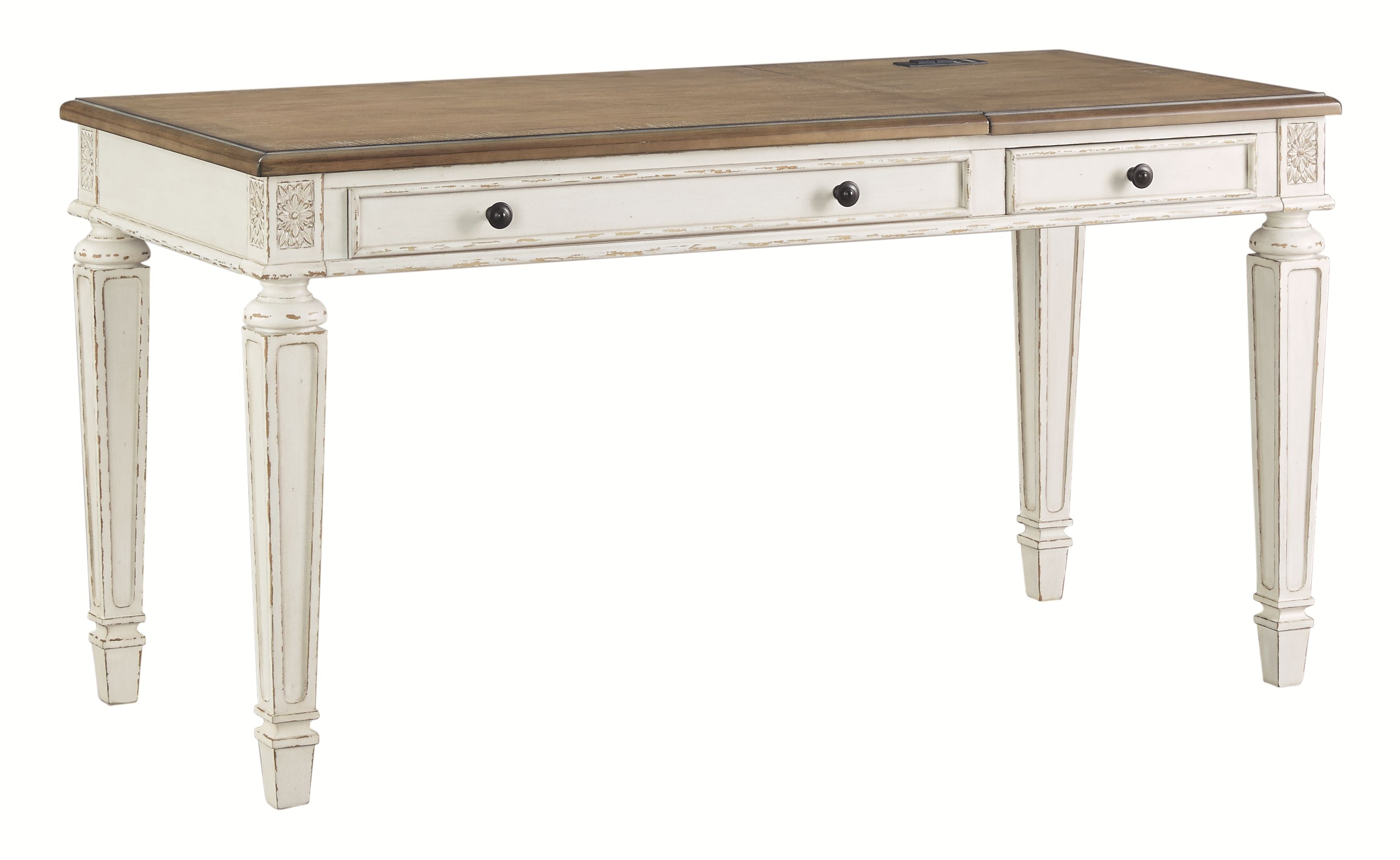 Ashley Furniture Realyn - White / Brown - Home Office Lift Top Desk | Meri Furniture