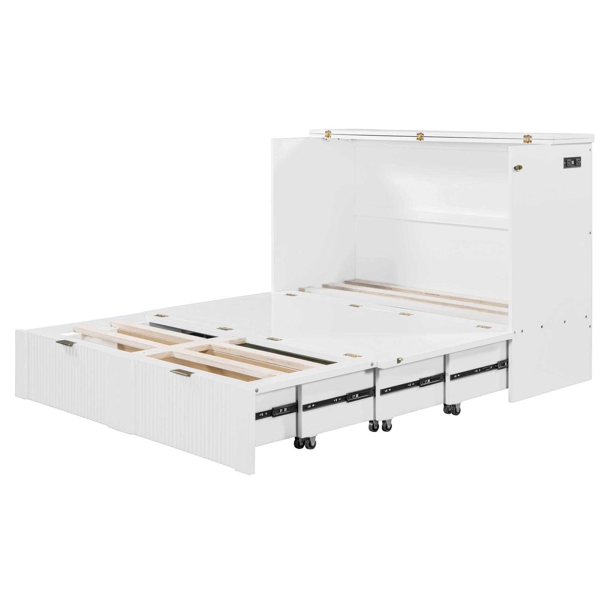 Murphy Bed With Drawer And A Set Of Sockets & USB Ports, Pulley Structure Design