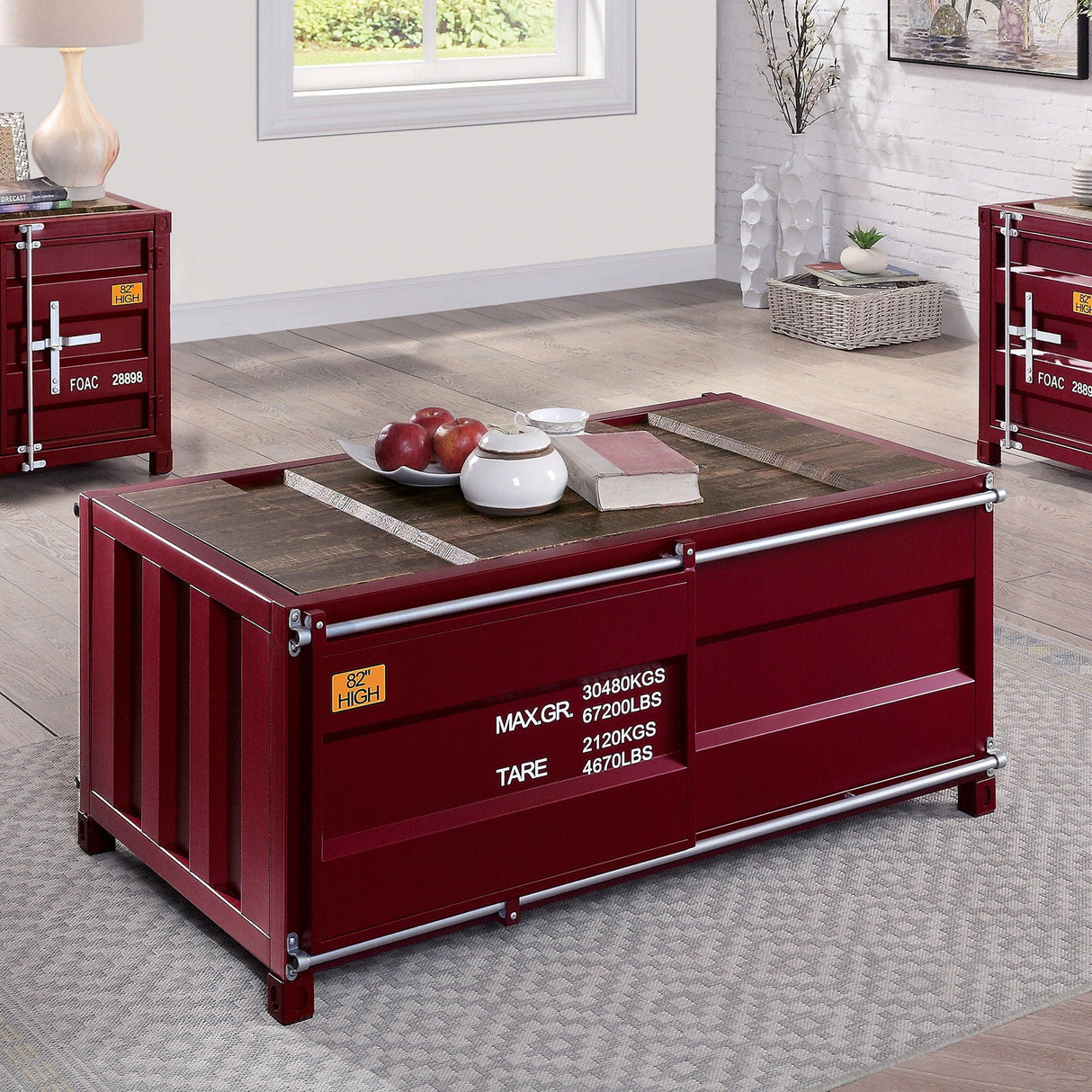 Furniture of America Dicargo - Coffee Table - Red | Meri Furniture