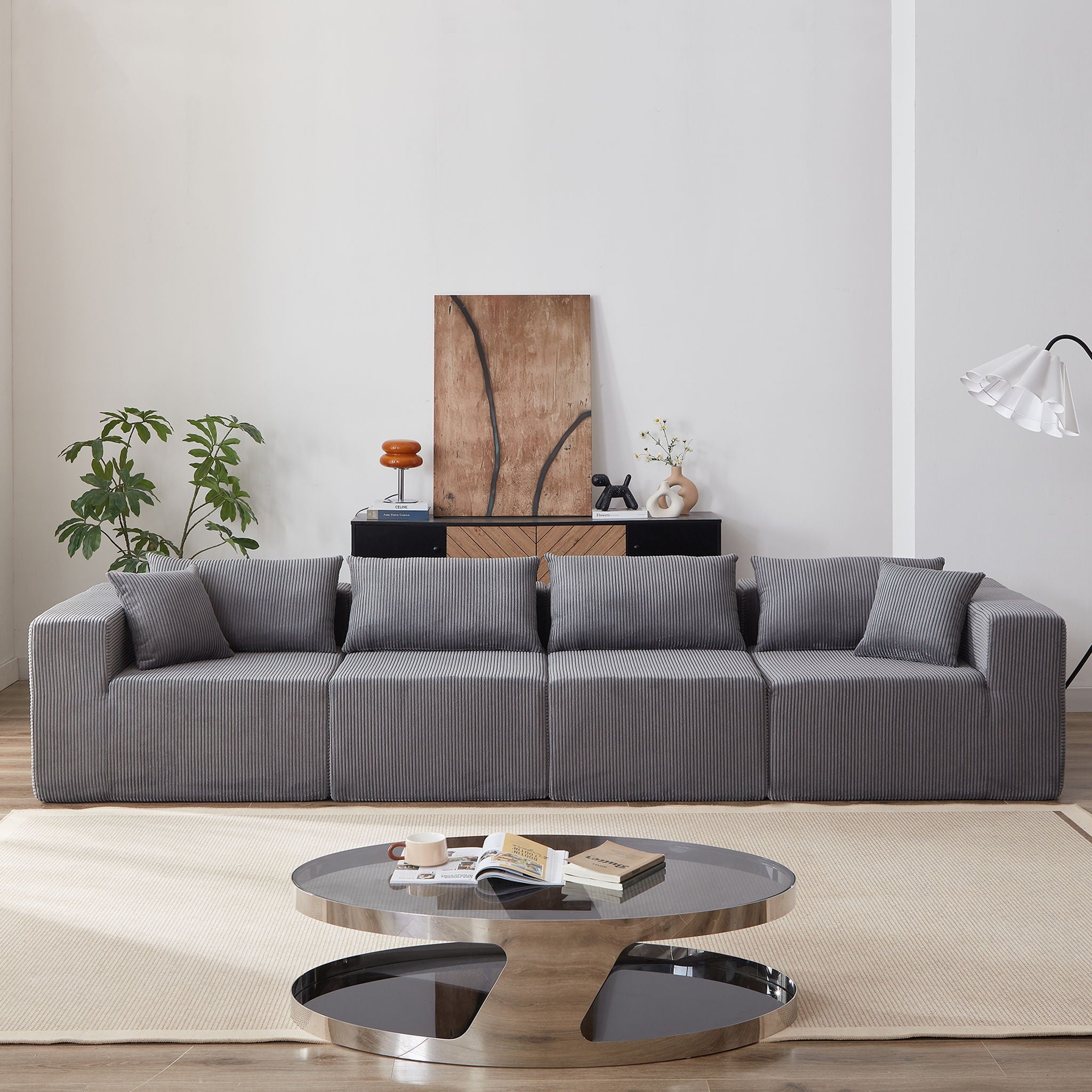 Modular L Shaped Sectional Compressed Sofa, Free Combination