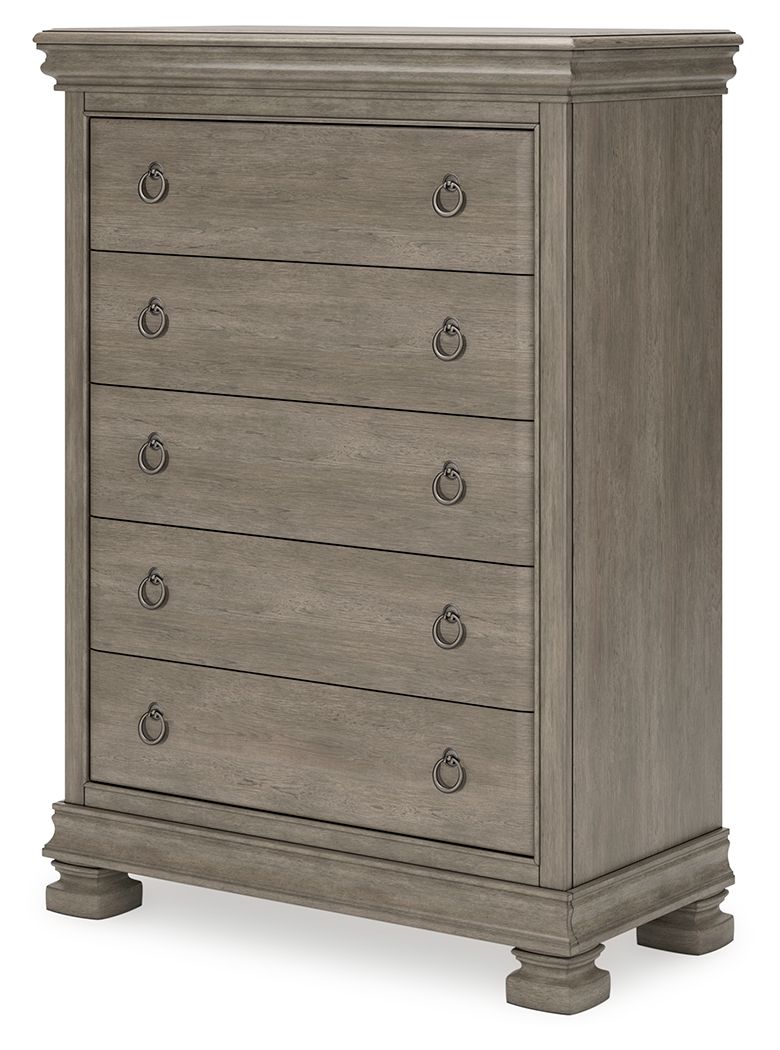 Signature Design by Ashley® Lexorne - Gray - Five Drawer Chest | Meri Furniture