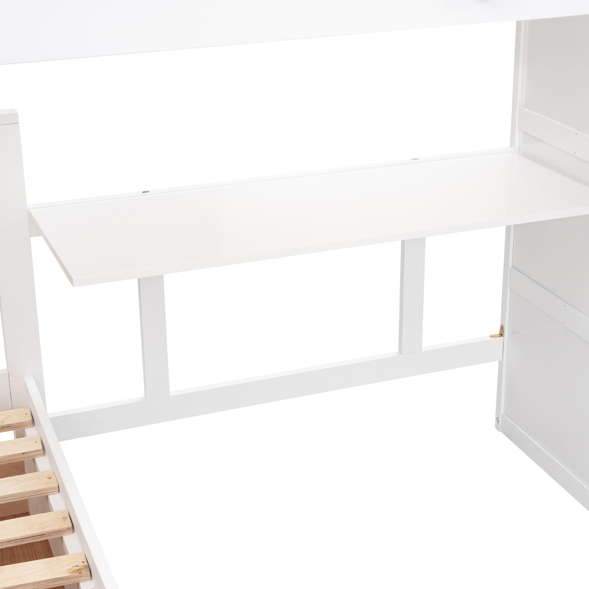 L Shaped Bunk Bed With 3 Drawers, Portable Desk And Wardrobe