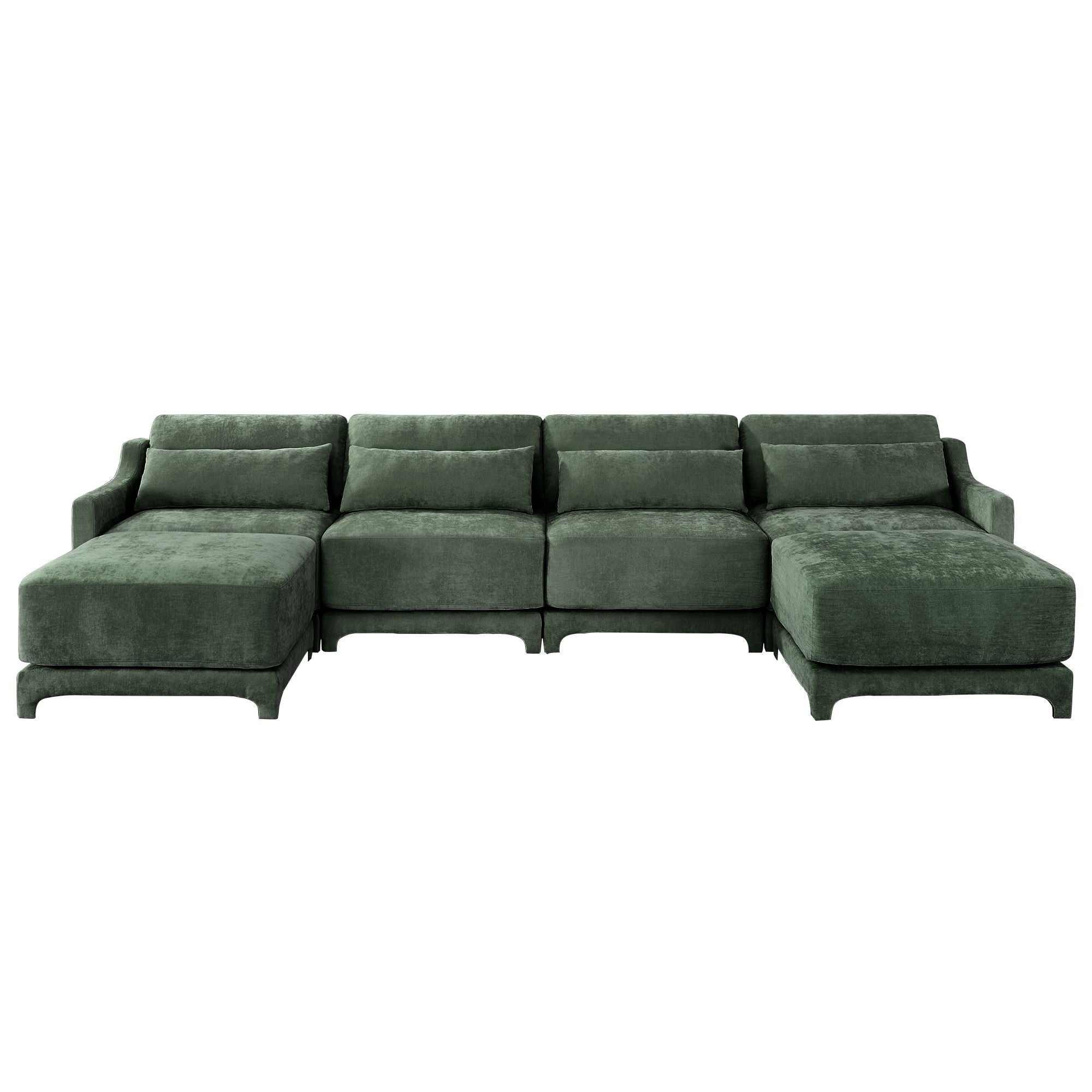 Stylish Sofa With Ottoman And Lumbar Pillows, Ergonomic Design