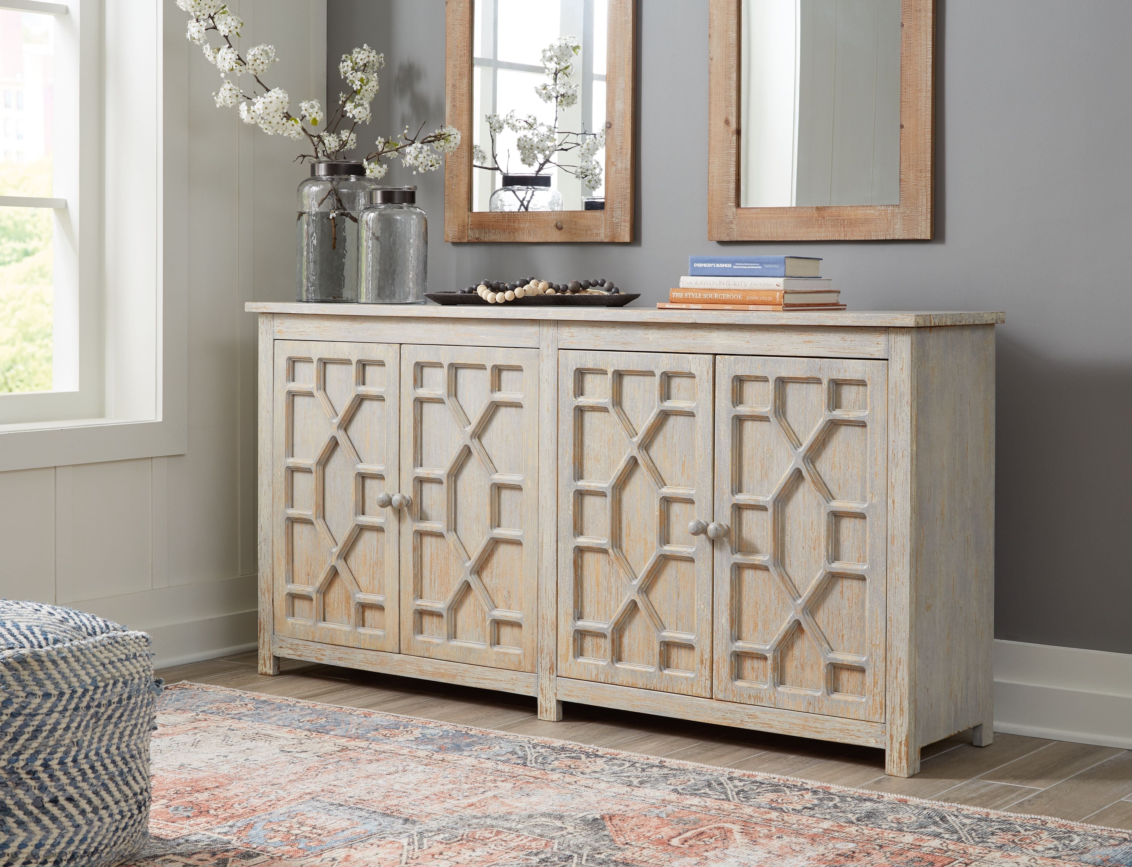 Signature Design by Ashley® Caitrich - Distressed Blue - Accent Cabinet | Meri Furniture