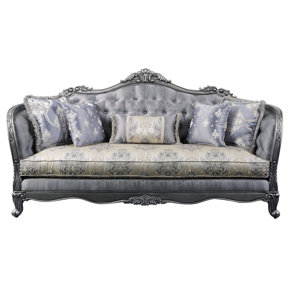 Ariadne - Sofa With 5 Pillows - Fabric & Platinum