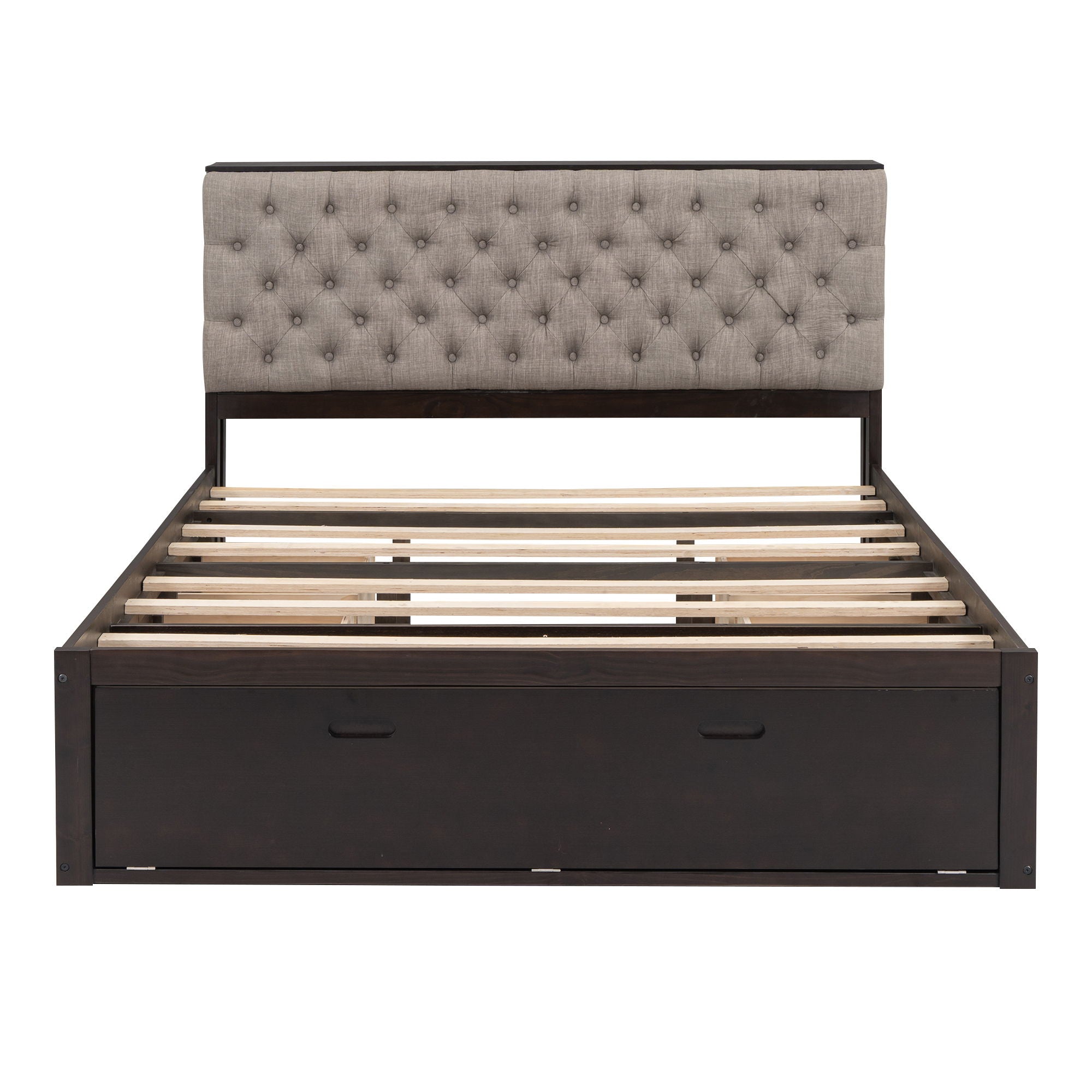 Platform Bed With Storage Headboard, Shoe Rack And 4 Drawers