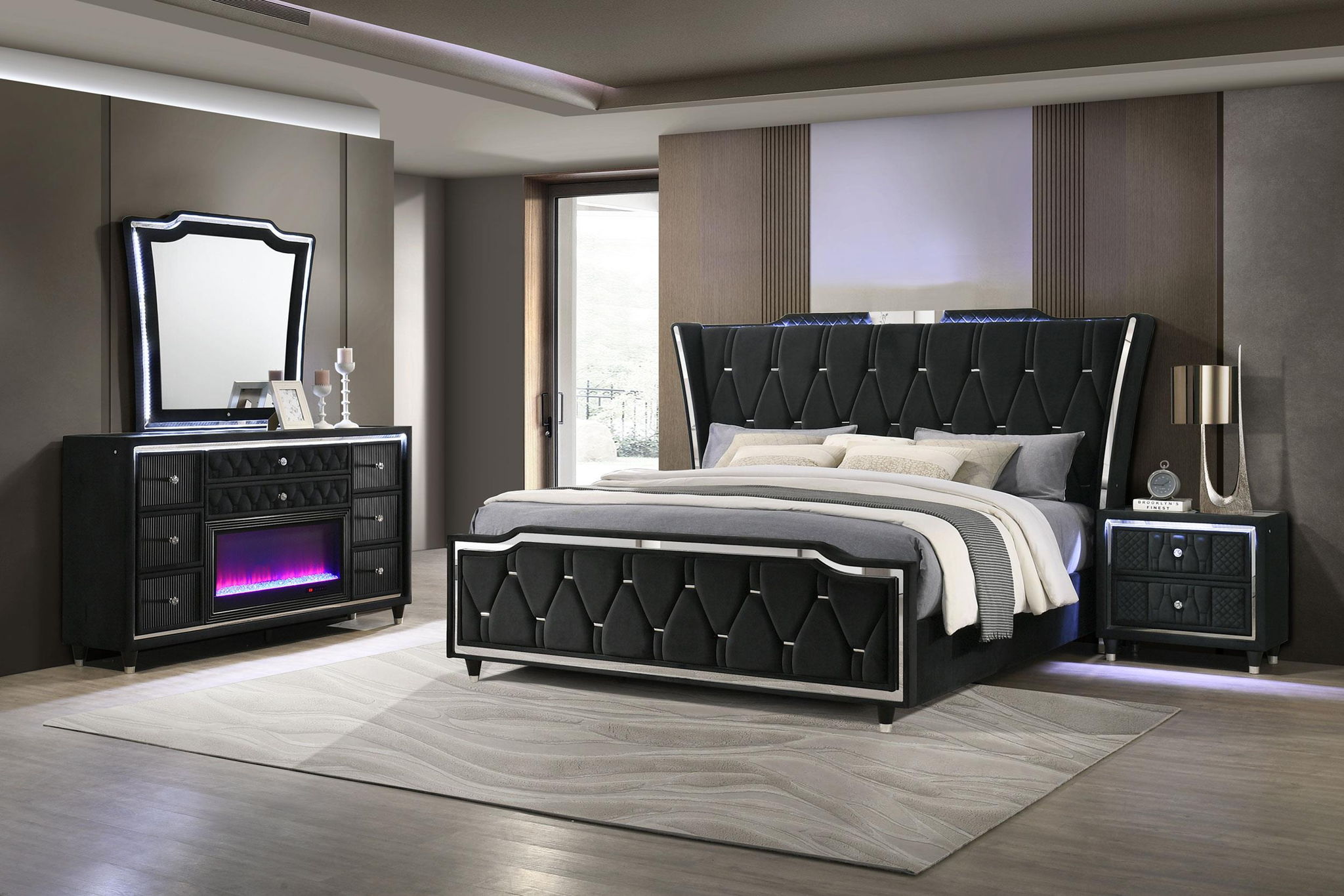 Lorient 4-piece Eastern King Bedroom Set Black