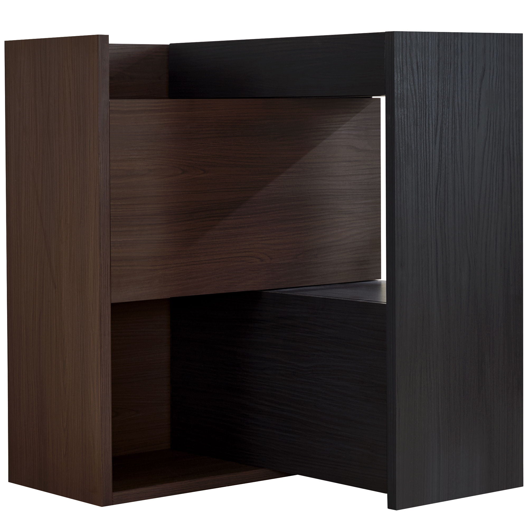 Modern Extendable & Rotating Cabinet With Drawer And Flip Doors For Versatile Storage - Black / Dark Walnut